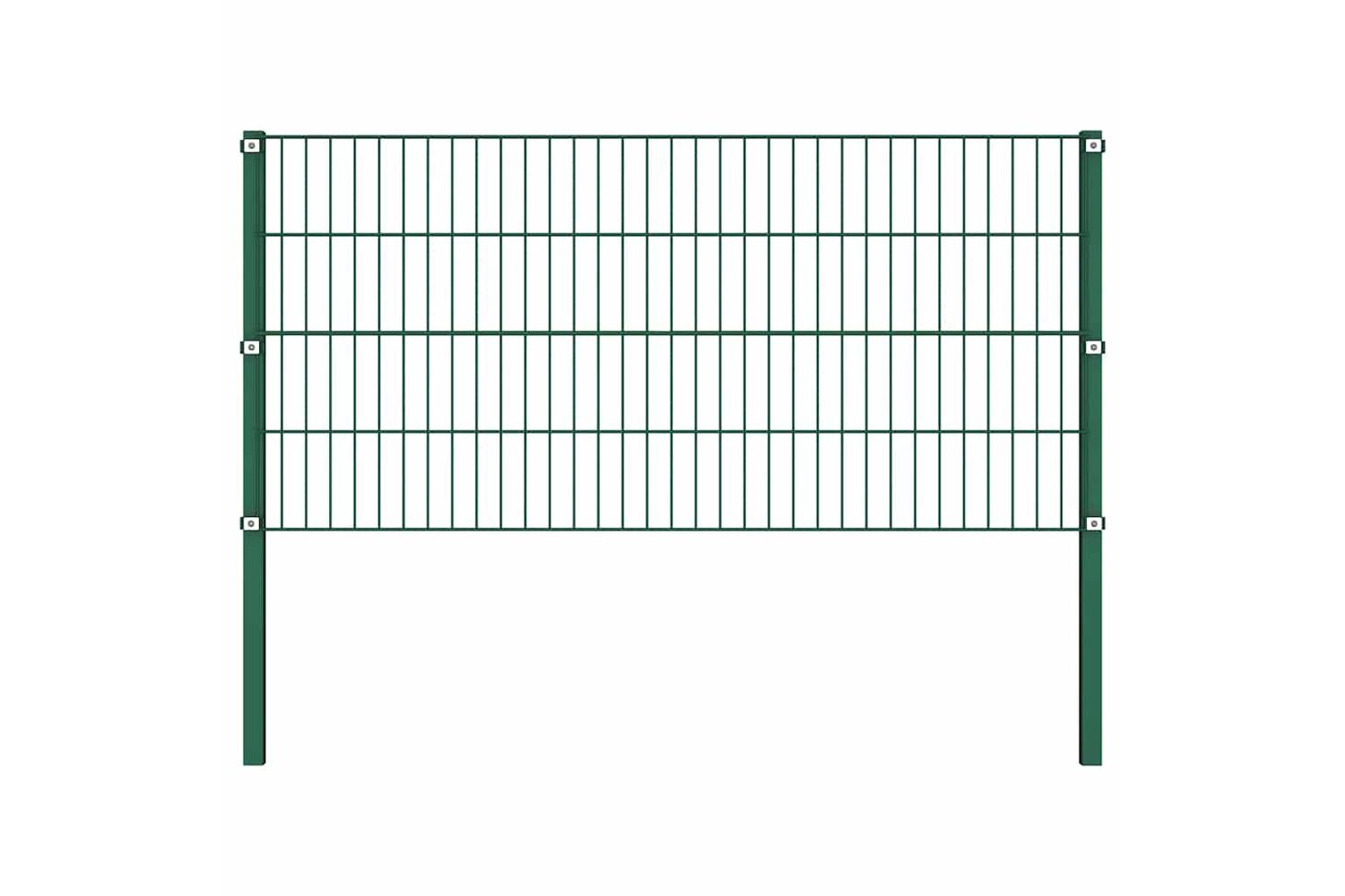 Vidaxl 278610 Fence Panel With Posts Iron 11.9x0.8 M Green-2