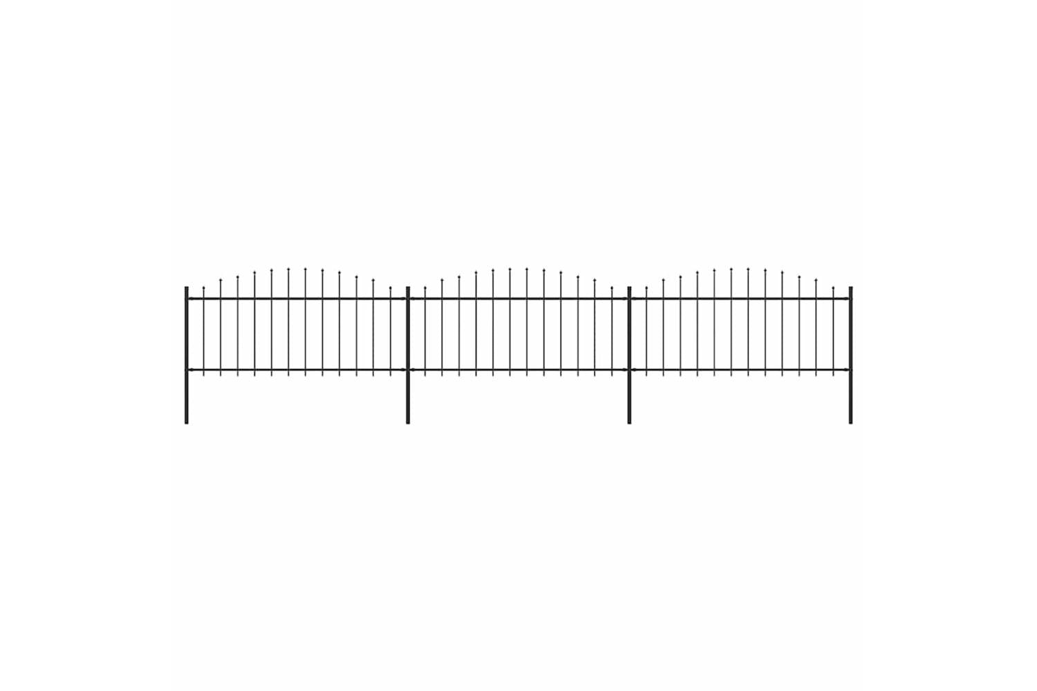 Vidaxl 277705 Garden Fence With Spear Top Steel (0.5-0.75)x5.1 M Black