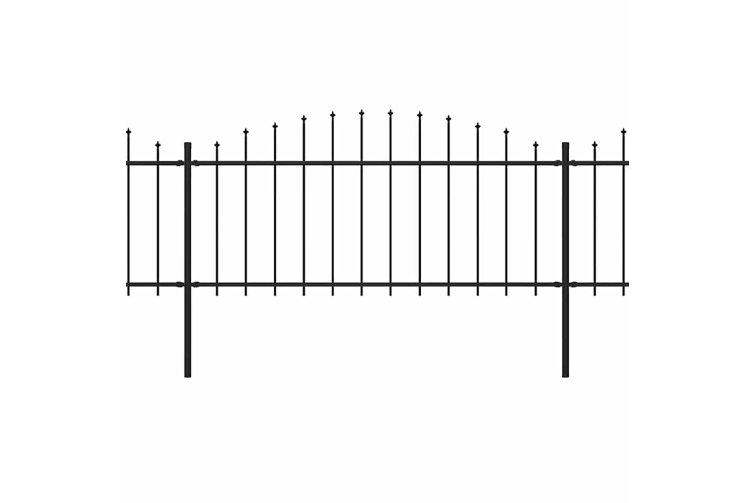 Vidaxl 277705 Garden Fence With Spear Top Steel (0.5-0.75)x5.1 M Black-2