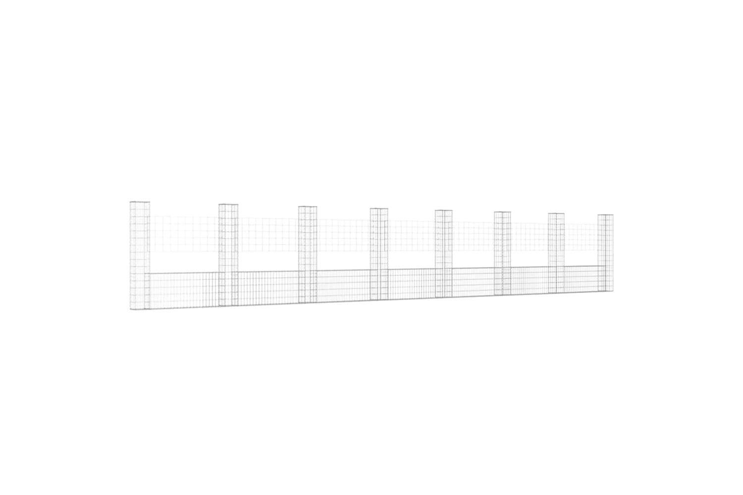 vidaXL 151288 U-shape Gabion Basket With 8 Posts Iron 860x20x150cm-2