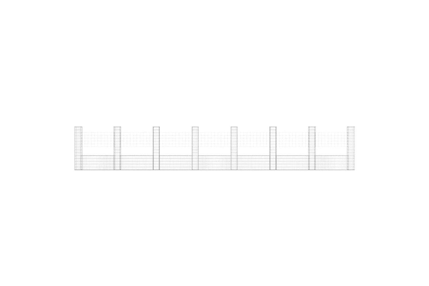 vidaXL 151288 U-shape Gabion Basket With 8 Posts Iron 860x20x150cm-3