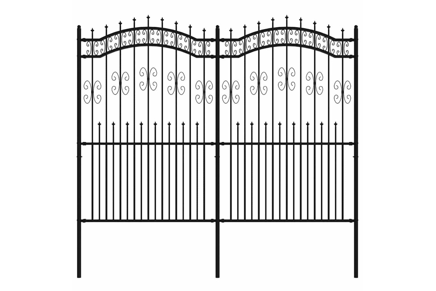 vidaXL 151088 Garden Fence With Spear Top Black 222cm Powder-coated Steel