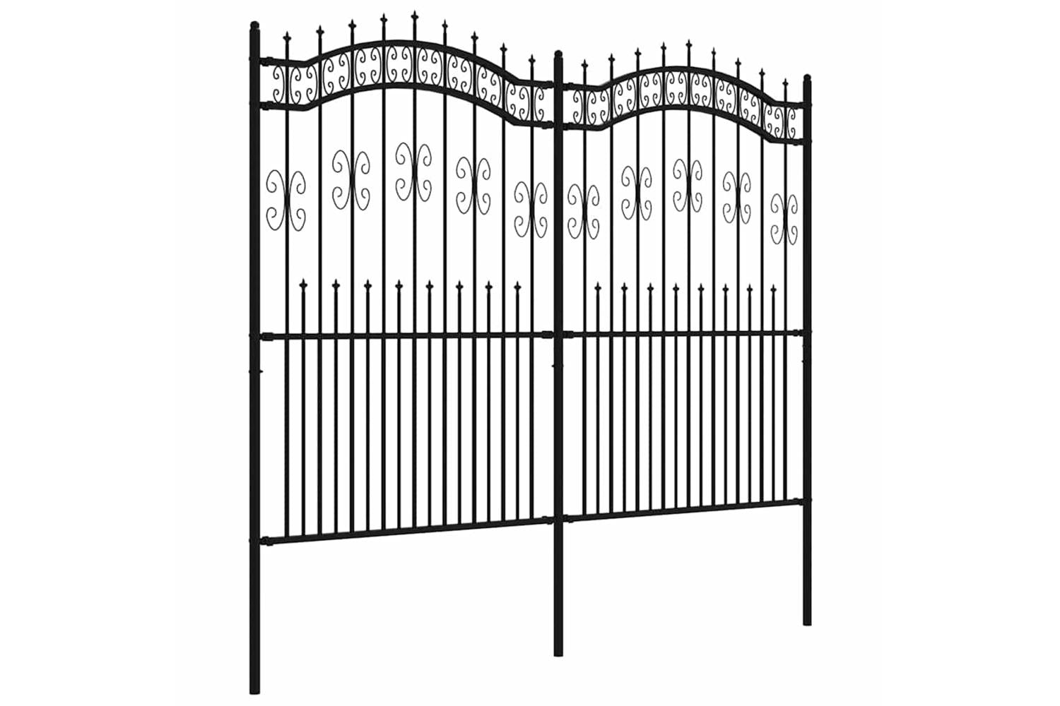 vidaXL 151088 Garden Fence With Spear Top Black 222cm Powder-coated Steel-3