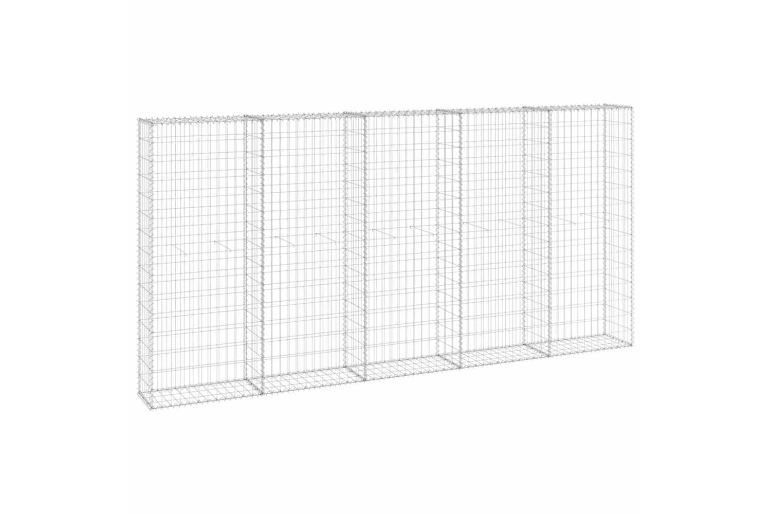 vidaXL 147822 Gabion Wall With Covers Galvanised Steel 300x30x150cm