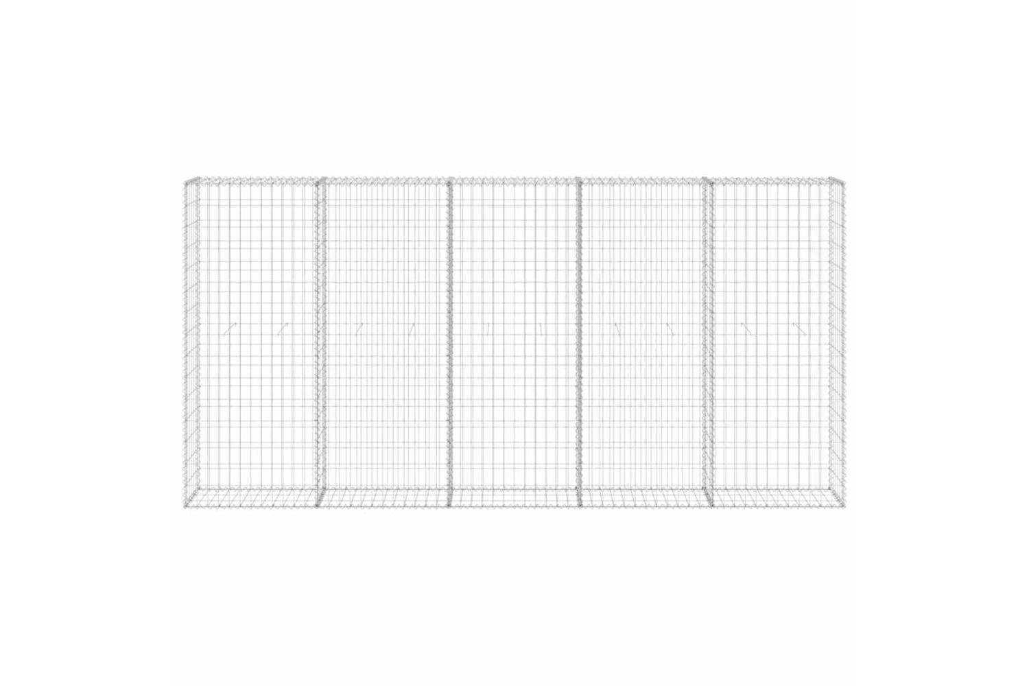 vidaXL 147822 Gabion Wall With Covers Galvanised Steel 300x30x150cm-3