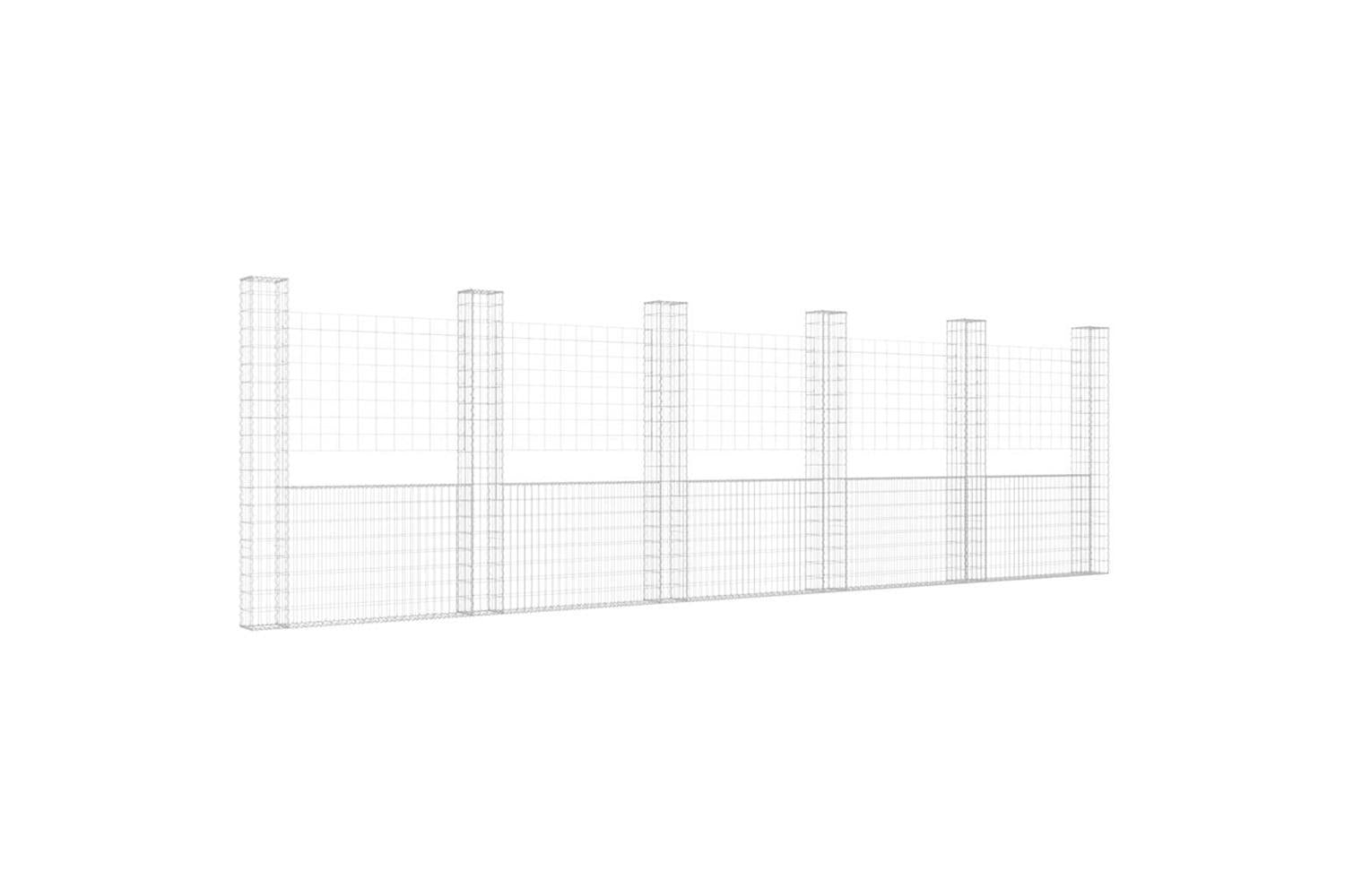 vidaXL 151293 U-shape Gabion Basket With 6 Posts Iron 620x20x200cm-2