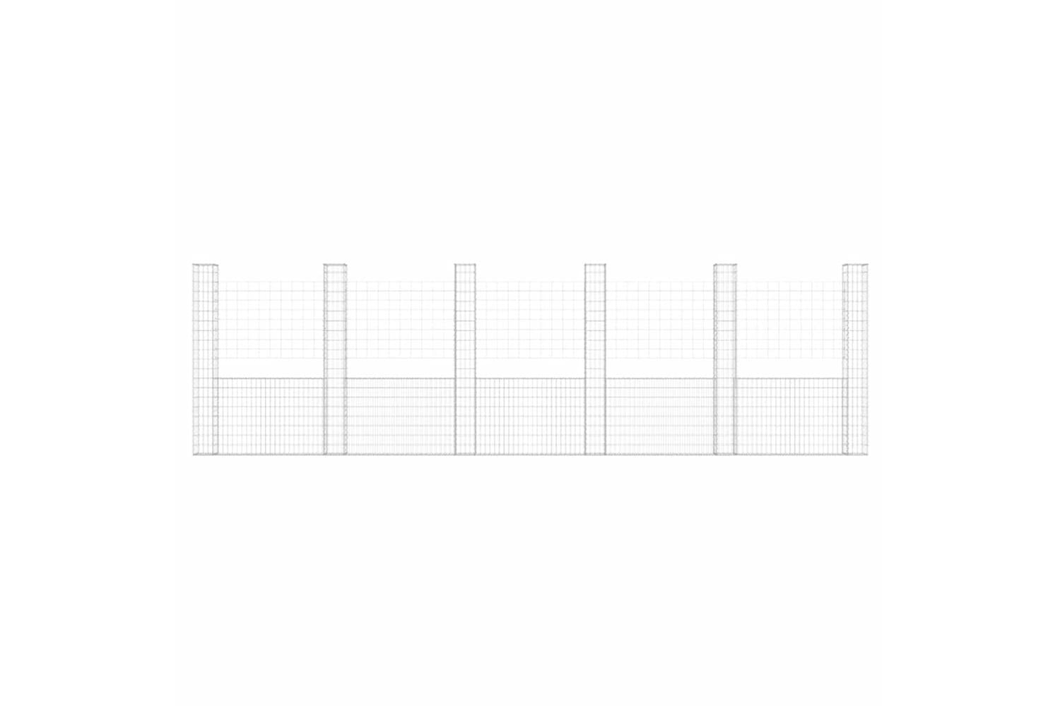 vidaXL 151293 U-shape Gabion Basket With 6 Posts Iron 620x20x200cm-3