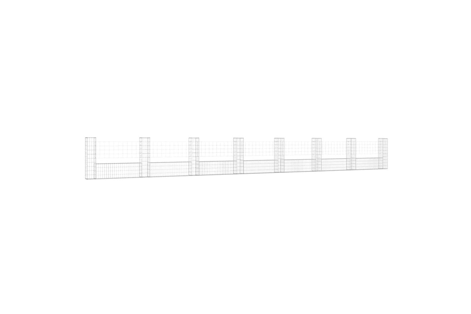 vidaXL 151281 U-shape Gabion Basket With 8 Posts Iron 860x20x100cm-2
