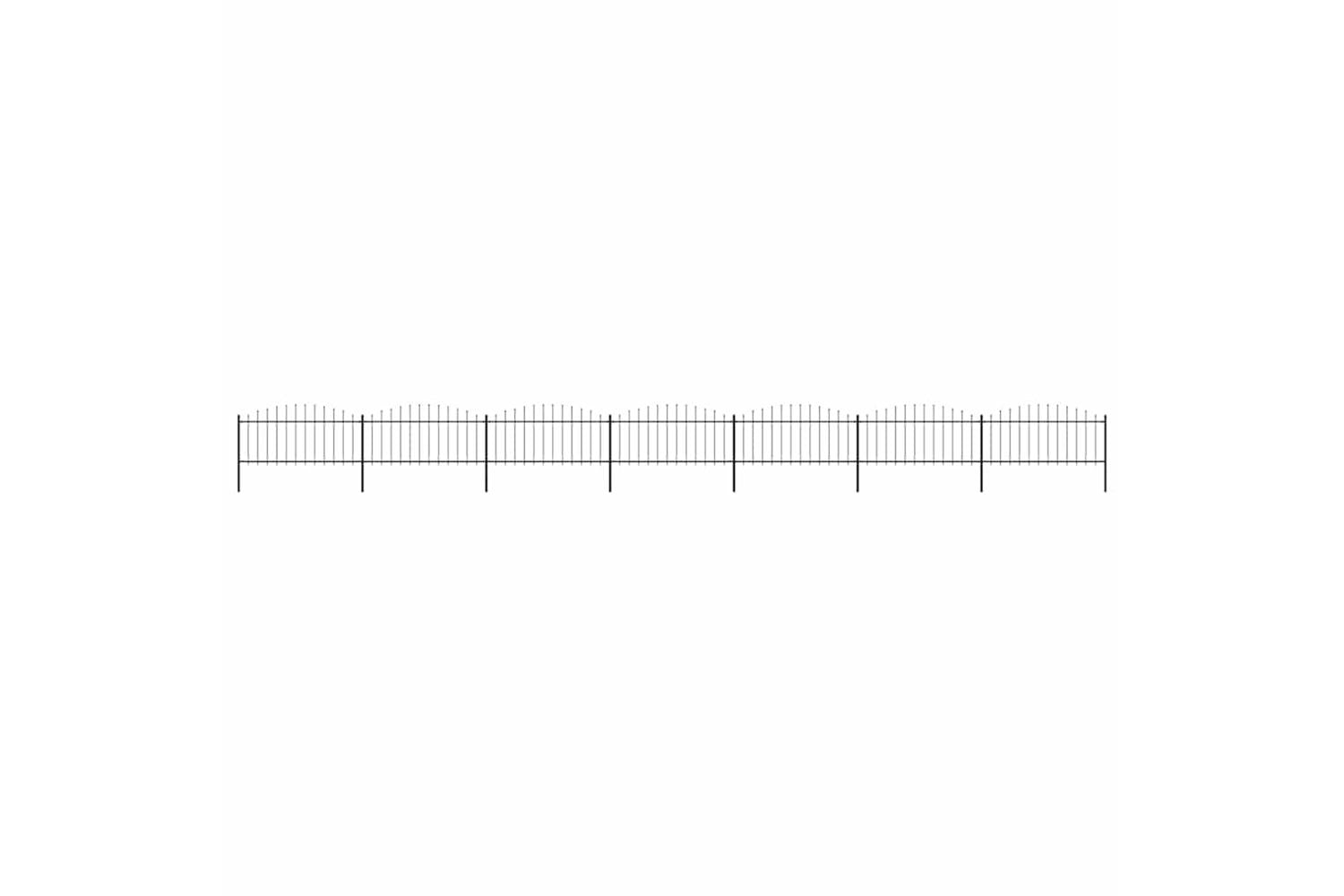 Vidaxl 277709 Garden Fence With Spear Top Steel (0.5-0.75)x11.9 M Black
