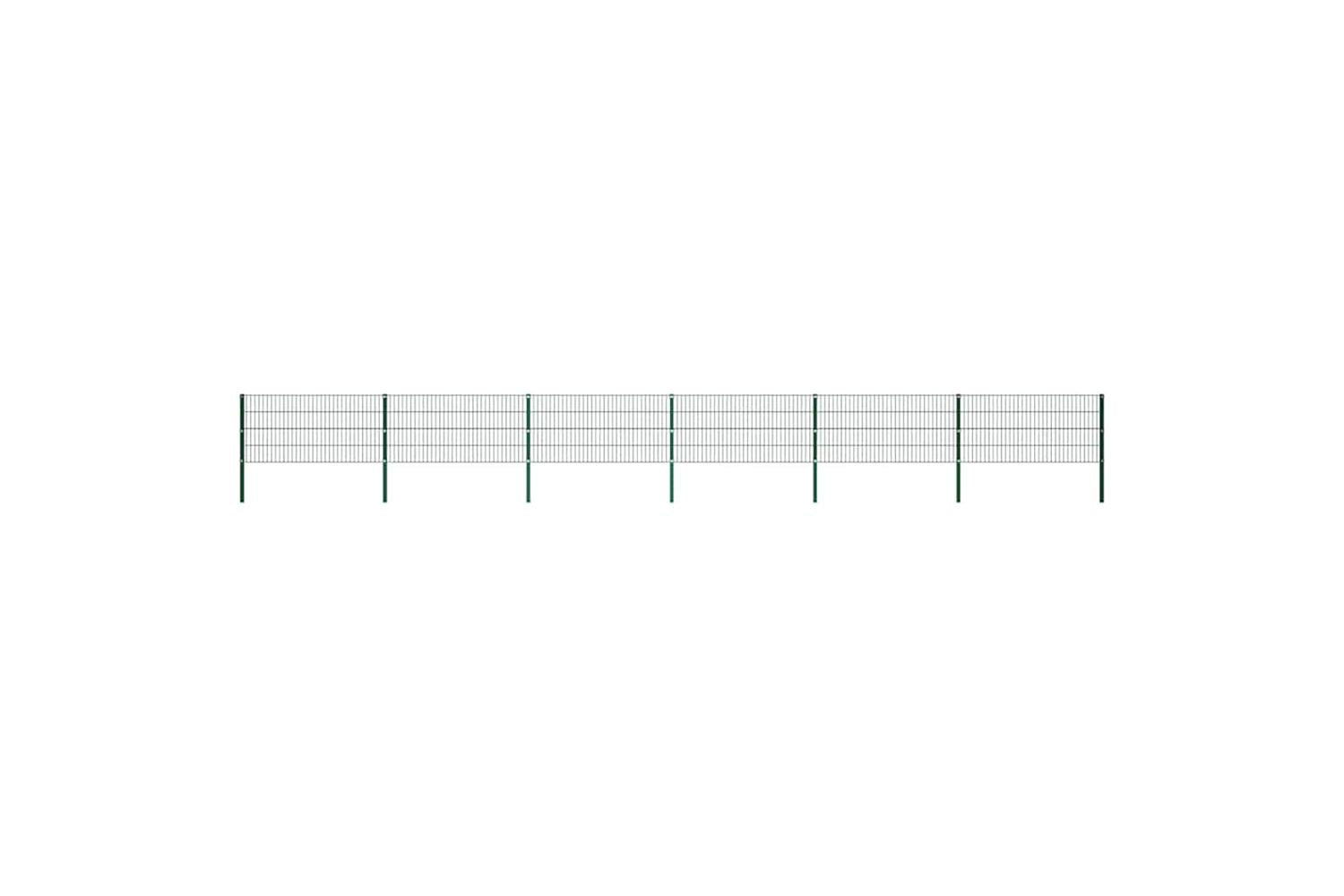 Vidaxl 278609 Fence Panel With Posts Iron 10.2x0.8 M Green