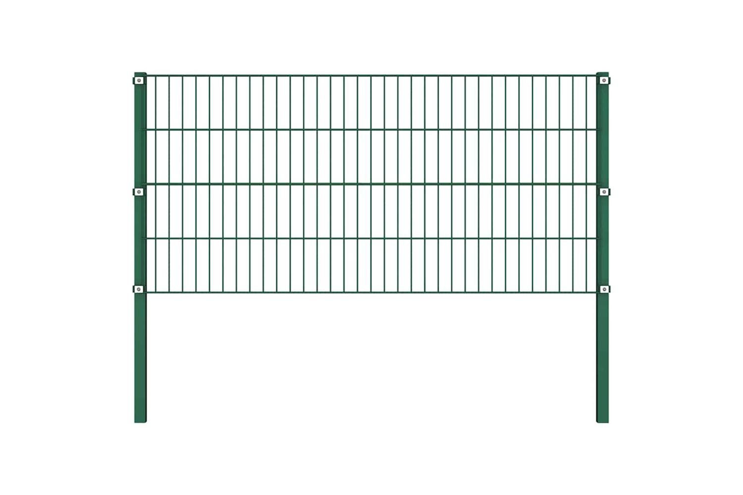 Vidaxl 278609 Fence Panel With Posts Iron 10.2x0.8 M Green-2