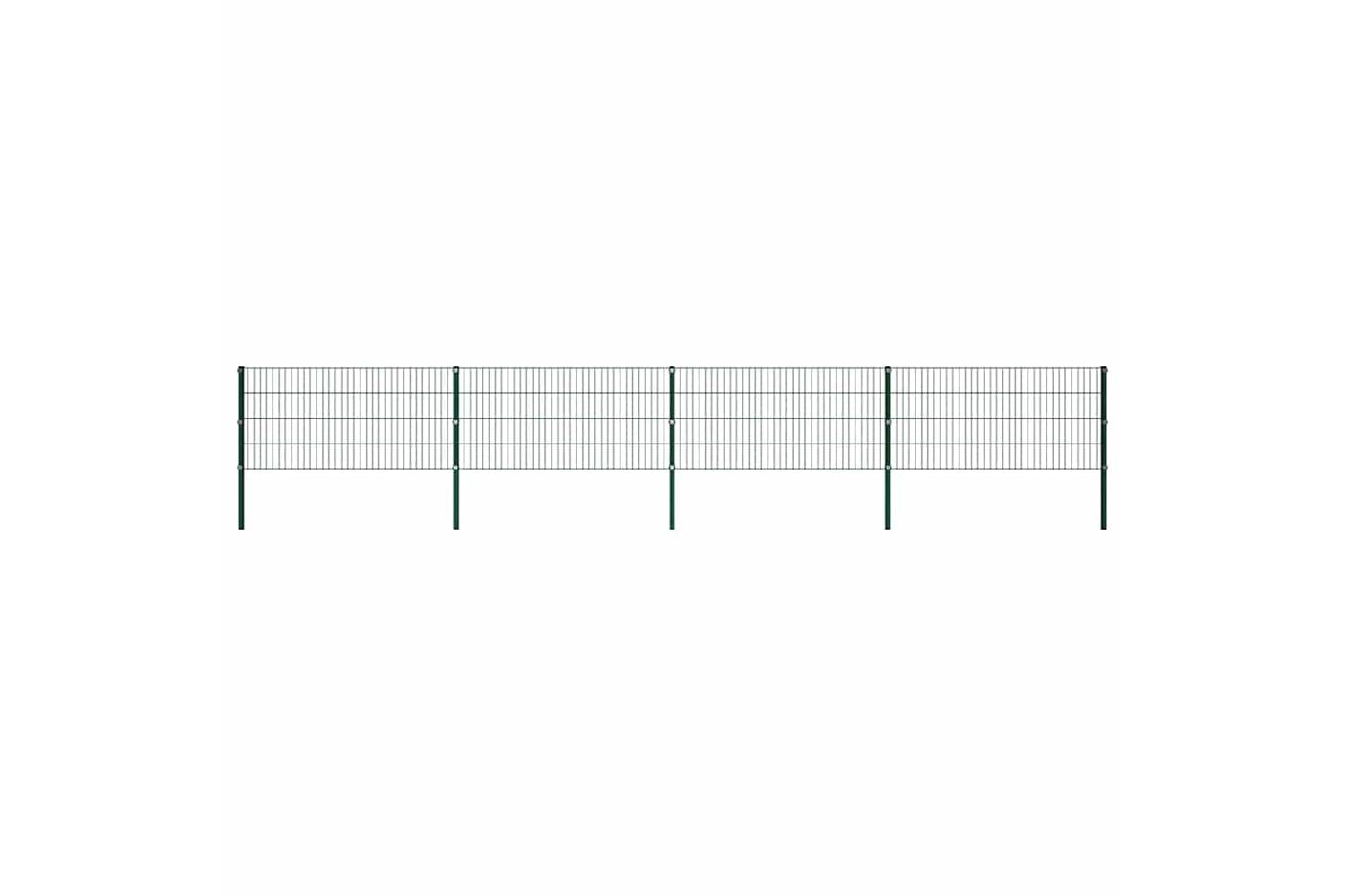 Vidaxl 278607 Fence Panel With Posts Iron 6.8x0.8 M Green