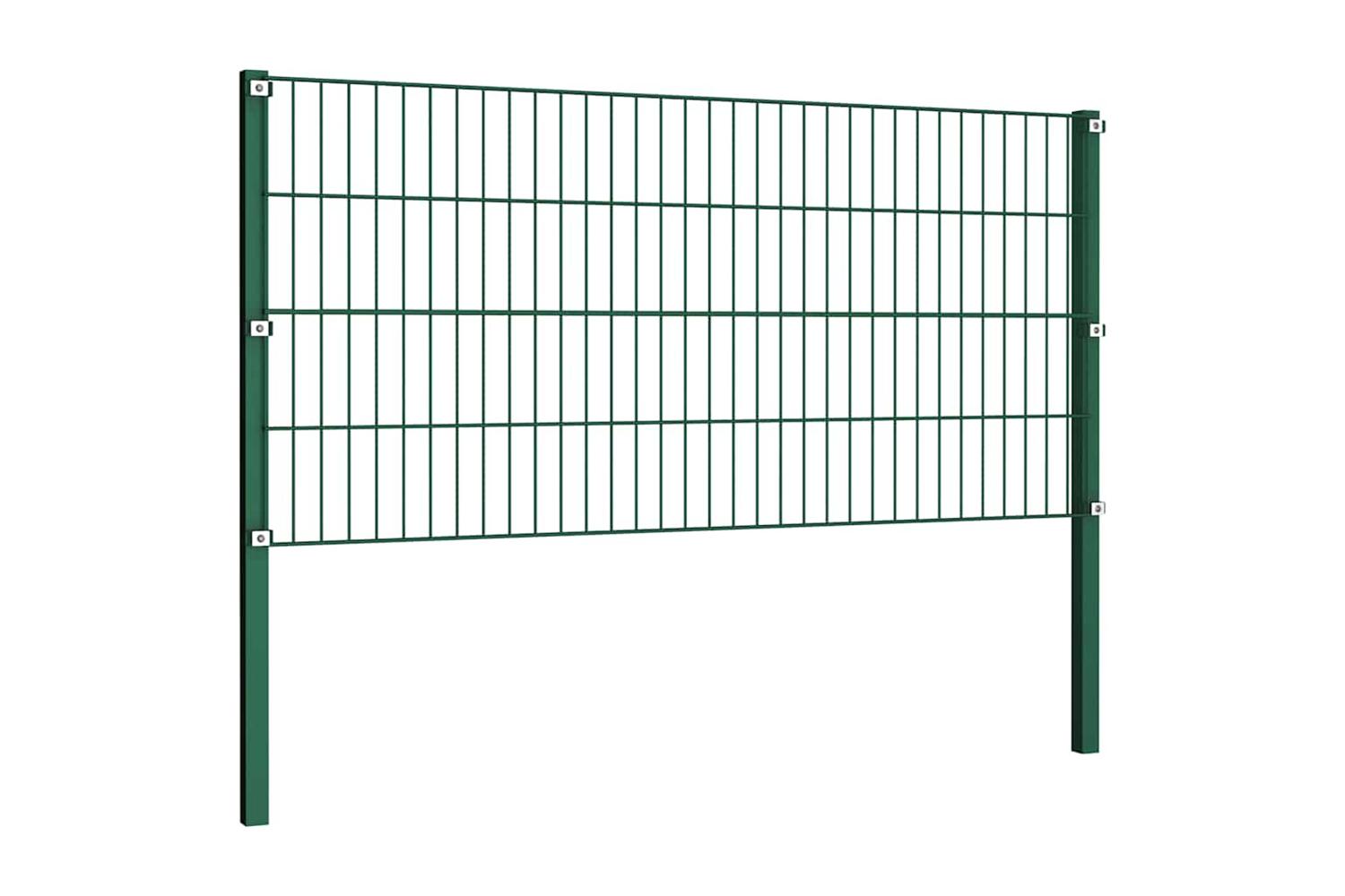 Vidaxl 278607 Fence Panel With Posts Iron 6.8x0.8 M Green-3