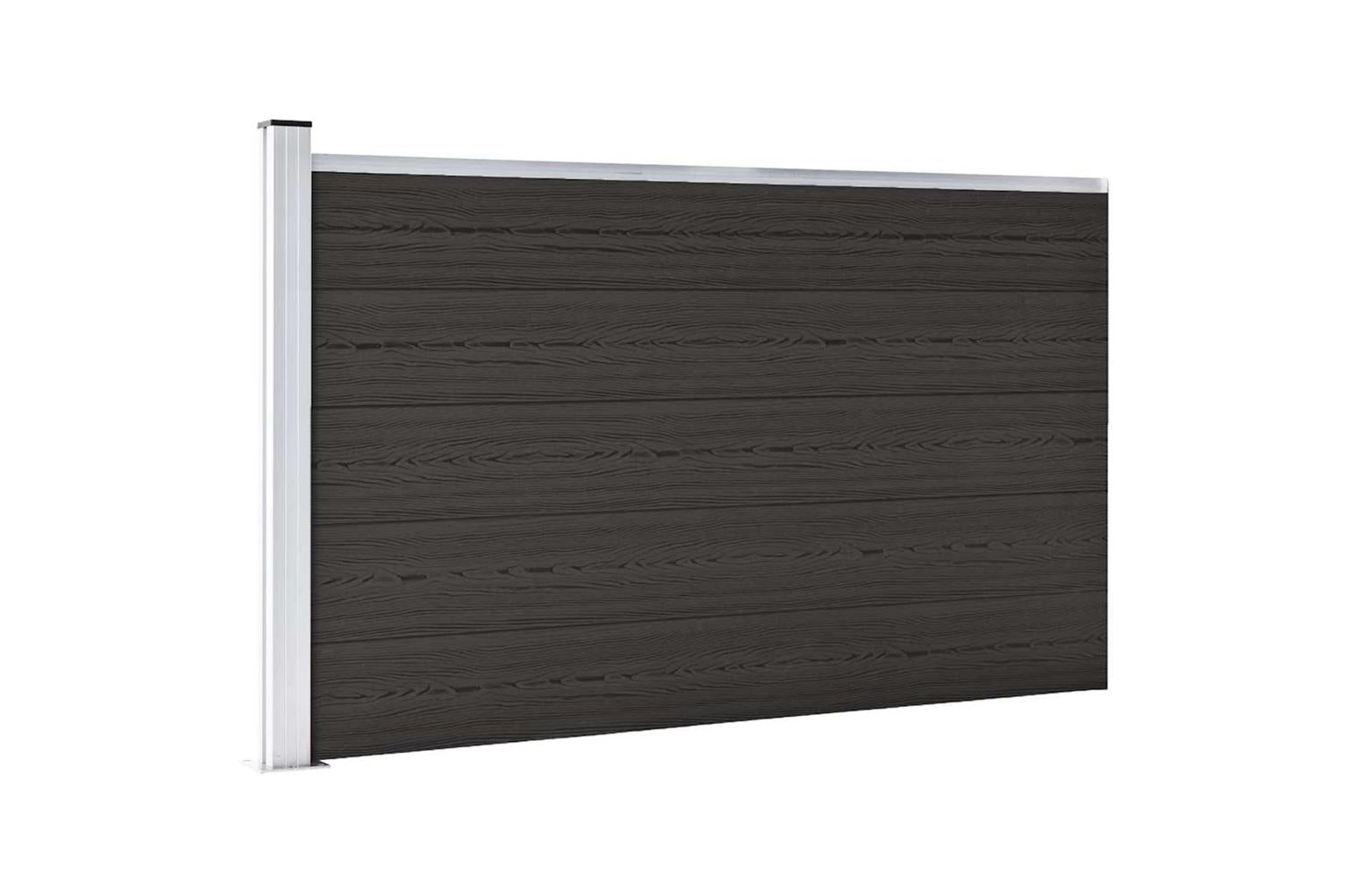 vidaXL Fence Panel Wpc 175x105cm Black
