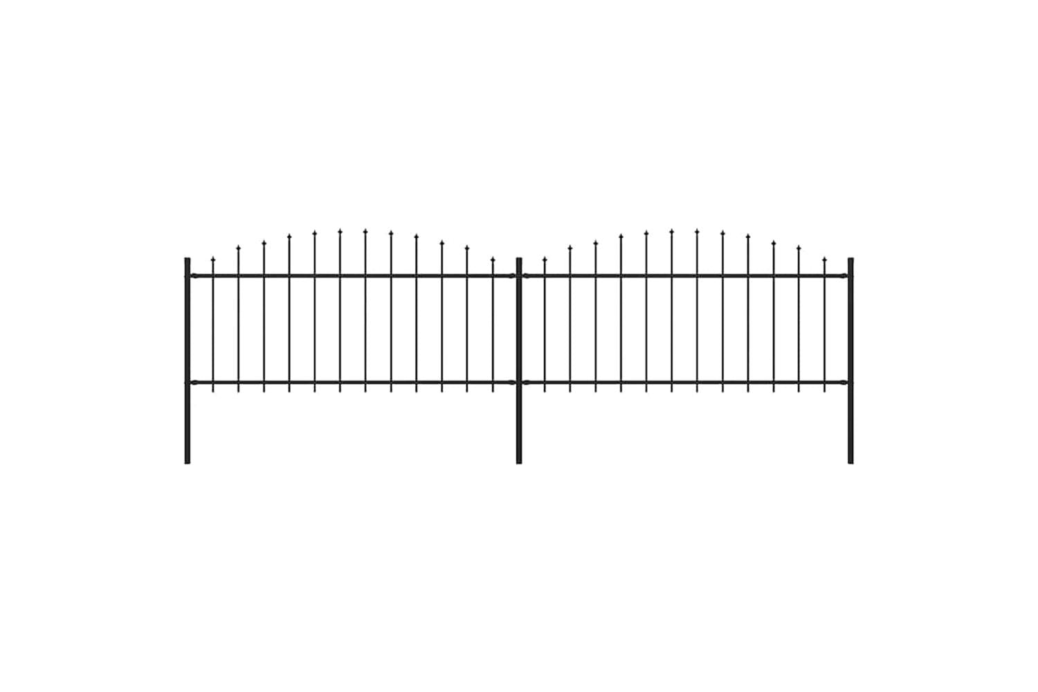 Vidaxl 277704 Garden Fence With Spear Top Steel (0.5-0.75)x3.4 M Black