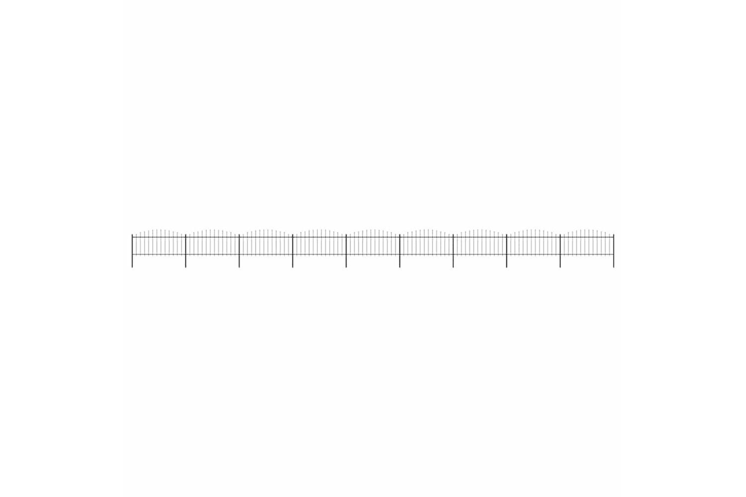 Vidaxl 277711 Garden Fence With Spear Top Steel (0.5-0.75)x15.3 M Black