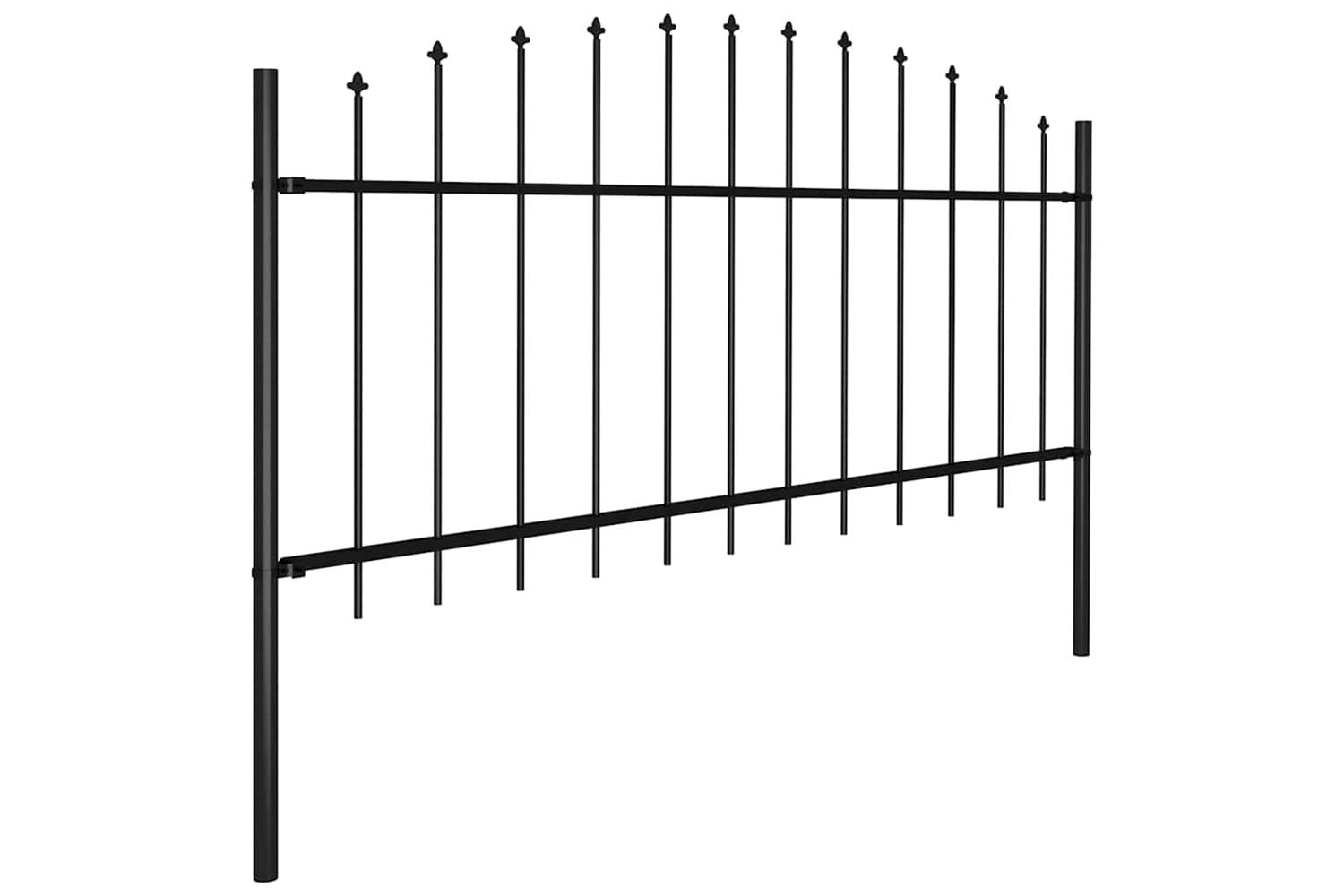 Vidaxl 277711 Garden Fence With Spear Top Steel (0.5-0.75)x15.3 M Black-3