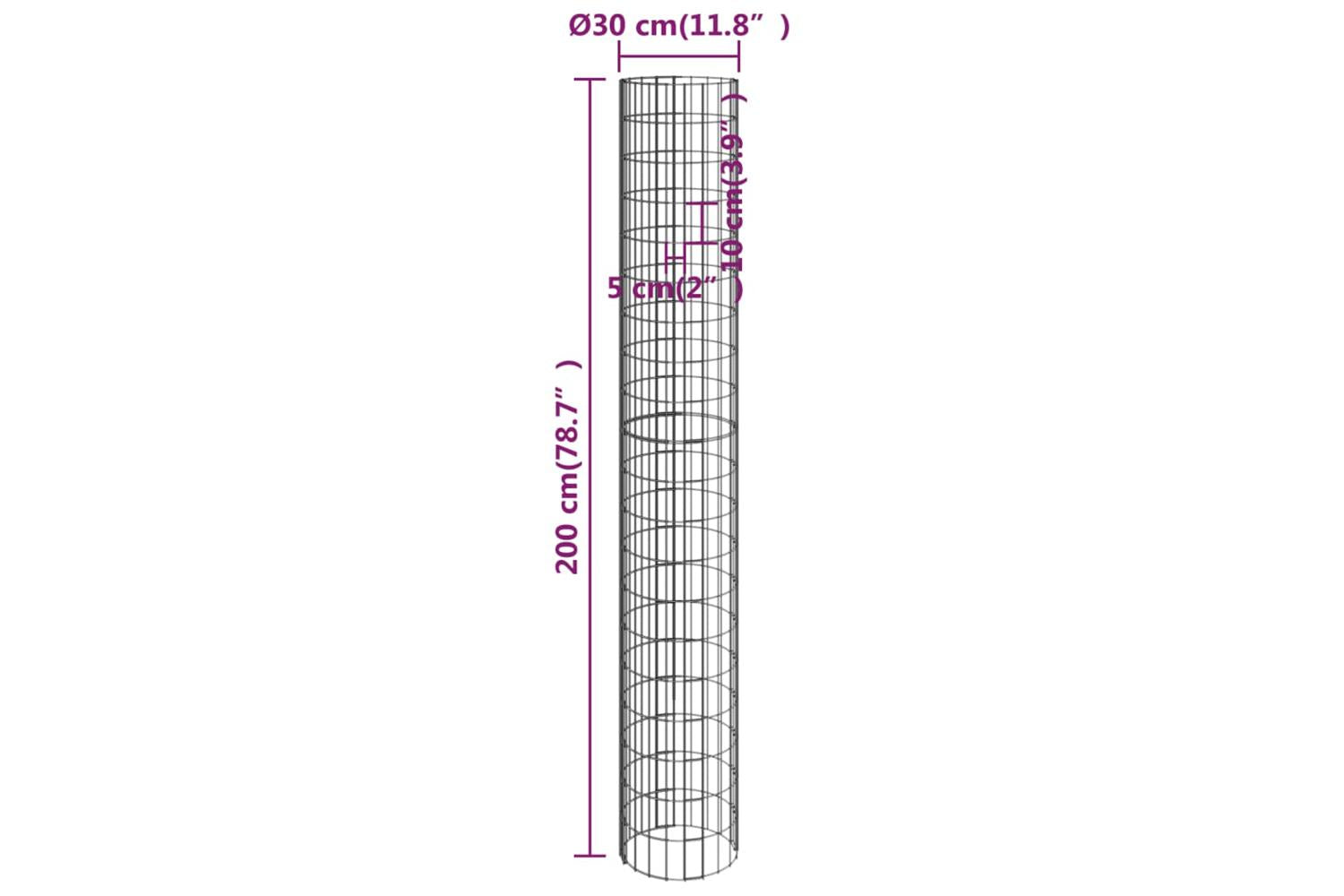 vidaXL 152014 Circular Gabion Pole Galvanised Steel ÃƒÂƒÃ‚Â˜30x200cm-6