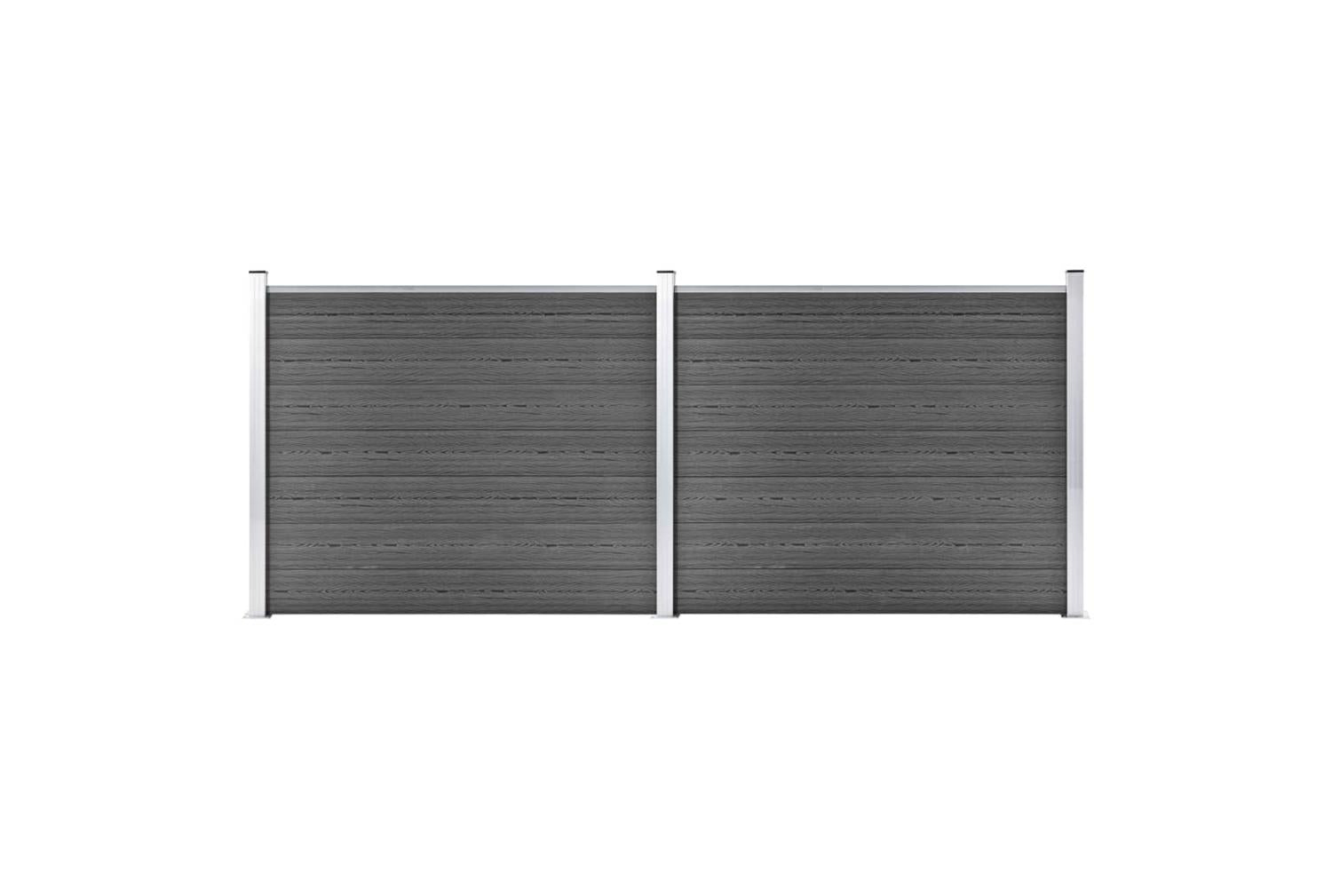 vidaXL 3070459 Fence Panel Set Wpc 353x146cm Black