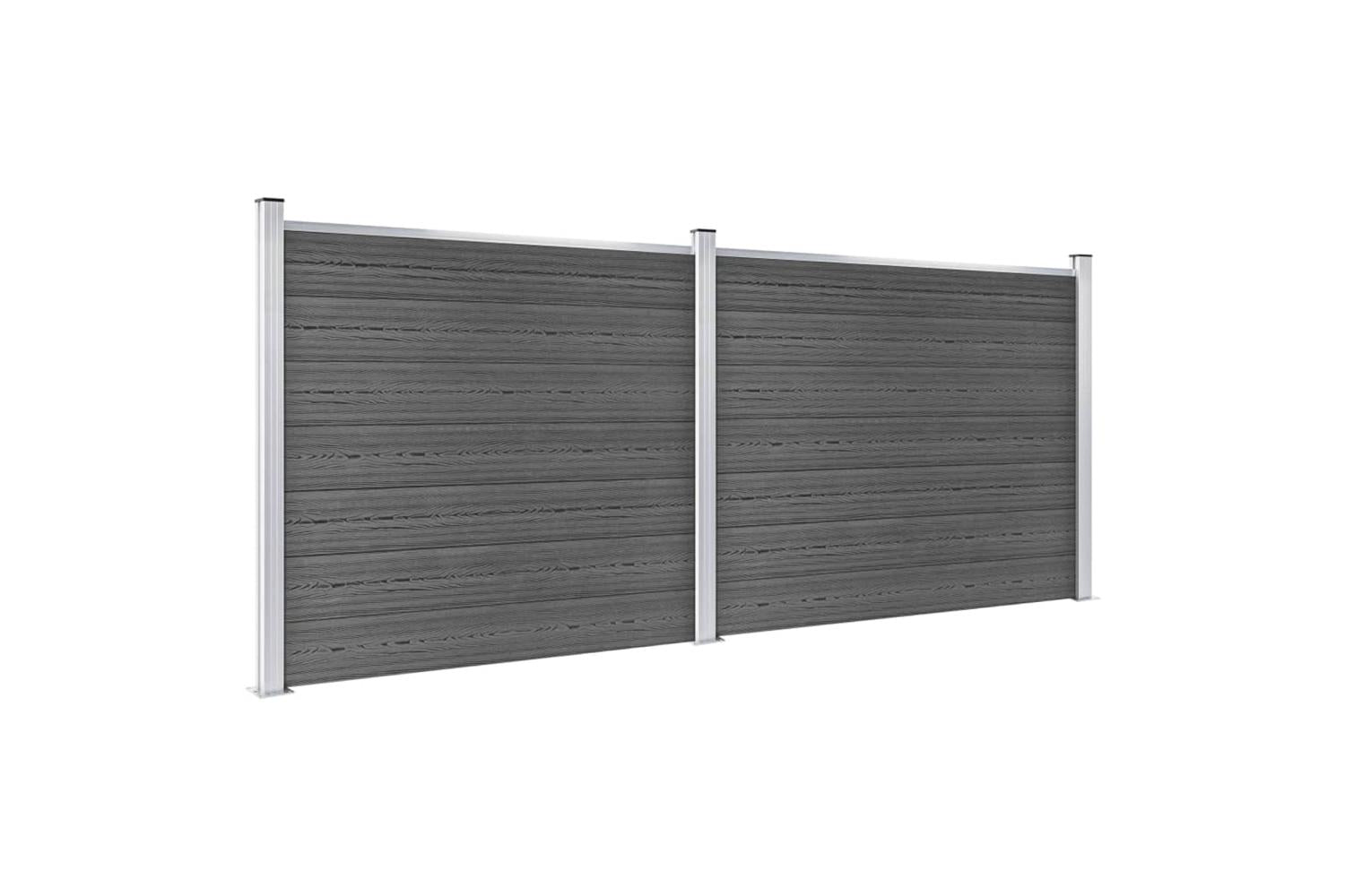 vidaXL 3070459 Fence Panel Set Wpc 353x146cm Black-2