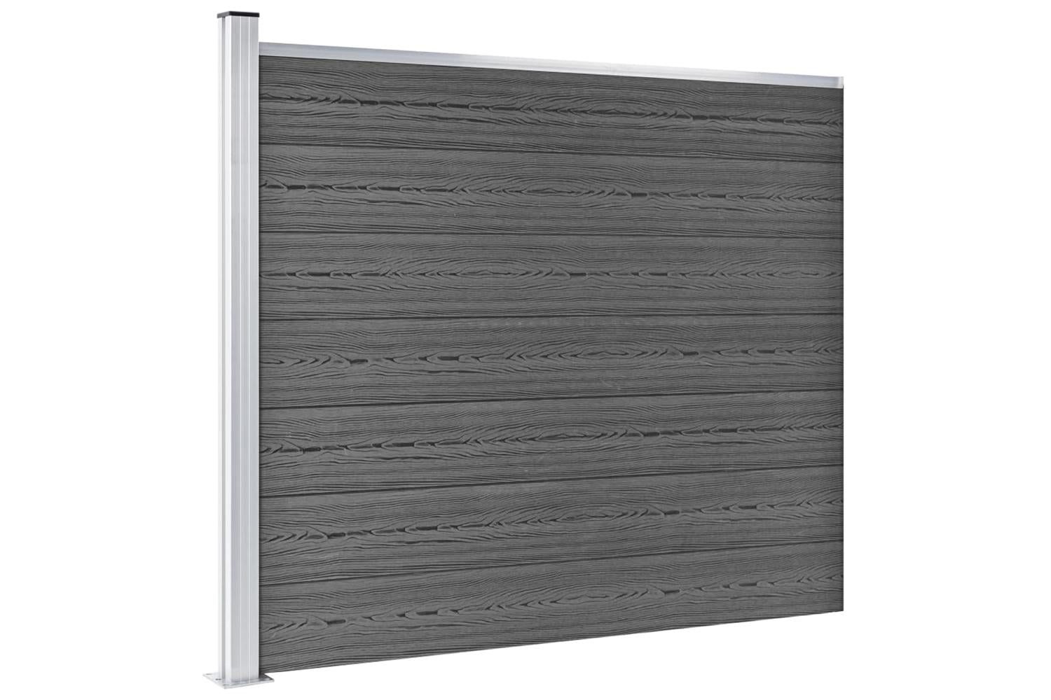 vidaXL 3070459 Fence Panel Set Wpc 353x146cm Black-3