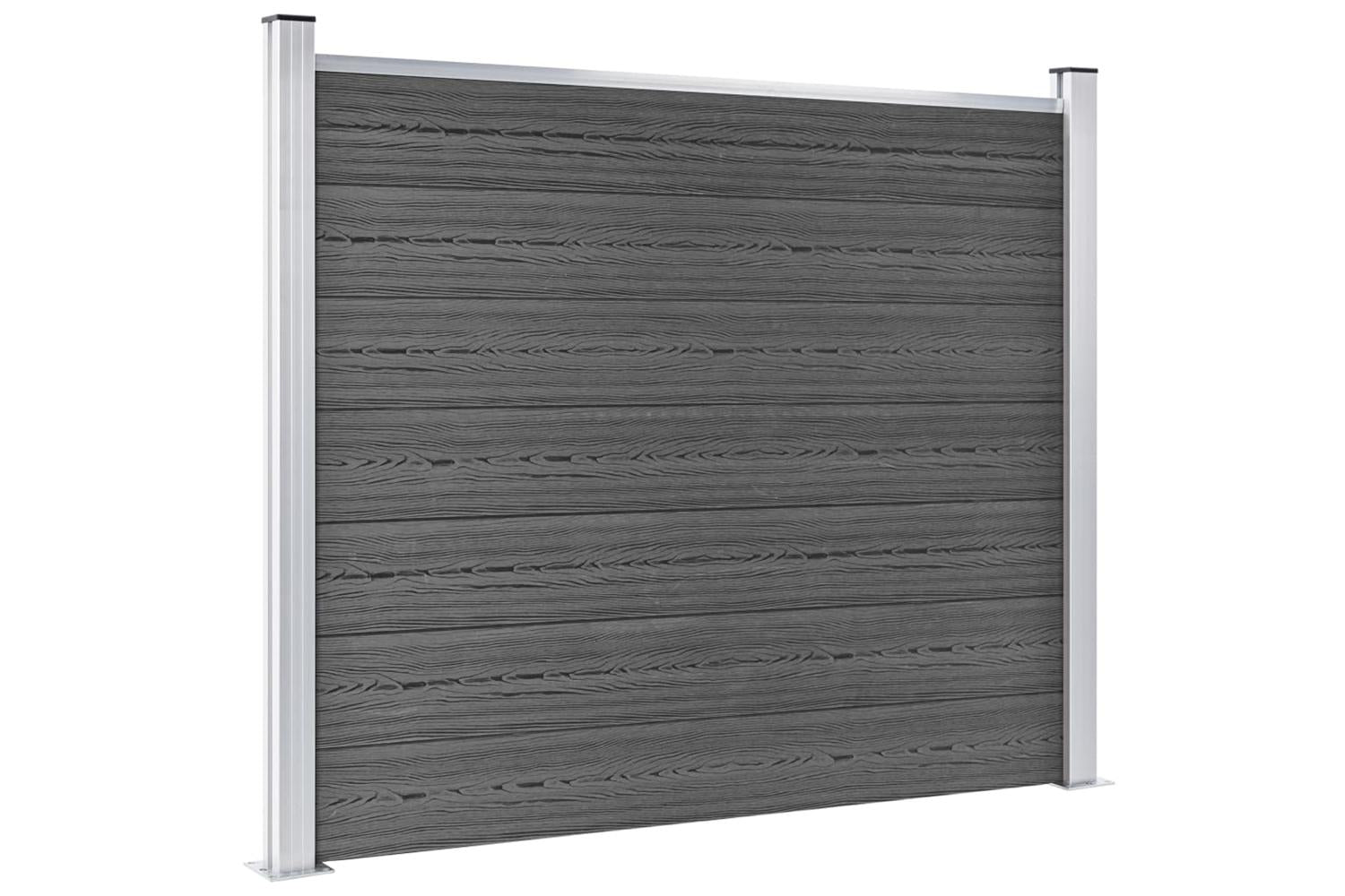 vidaXL 3070459 Fence Panel Set Wpc 353x146cm Black-4