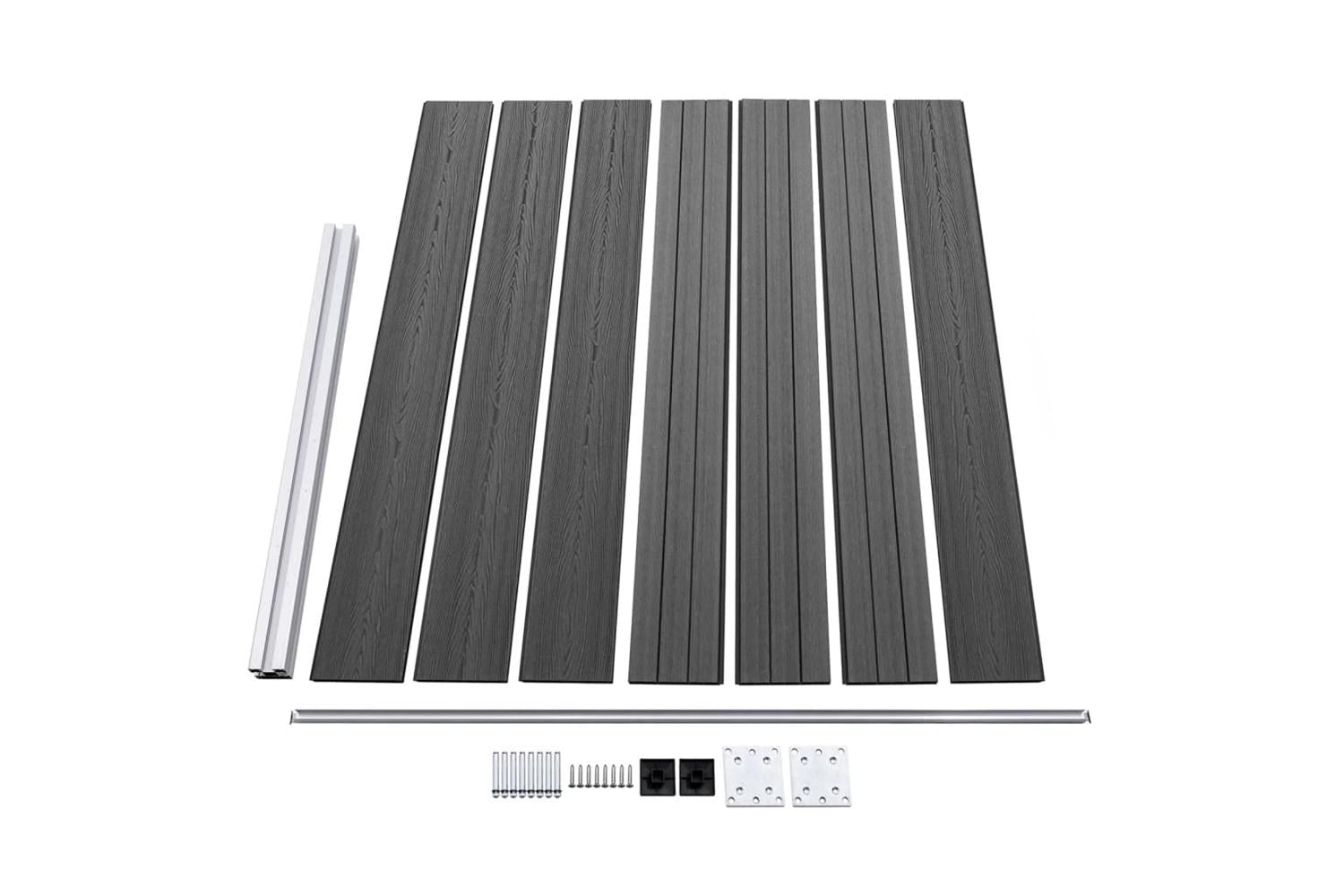 vidaXL 3070459 Fence Panel Set Wpc 353x146cm Black-5