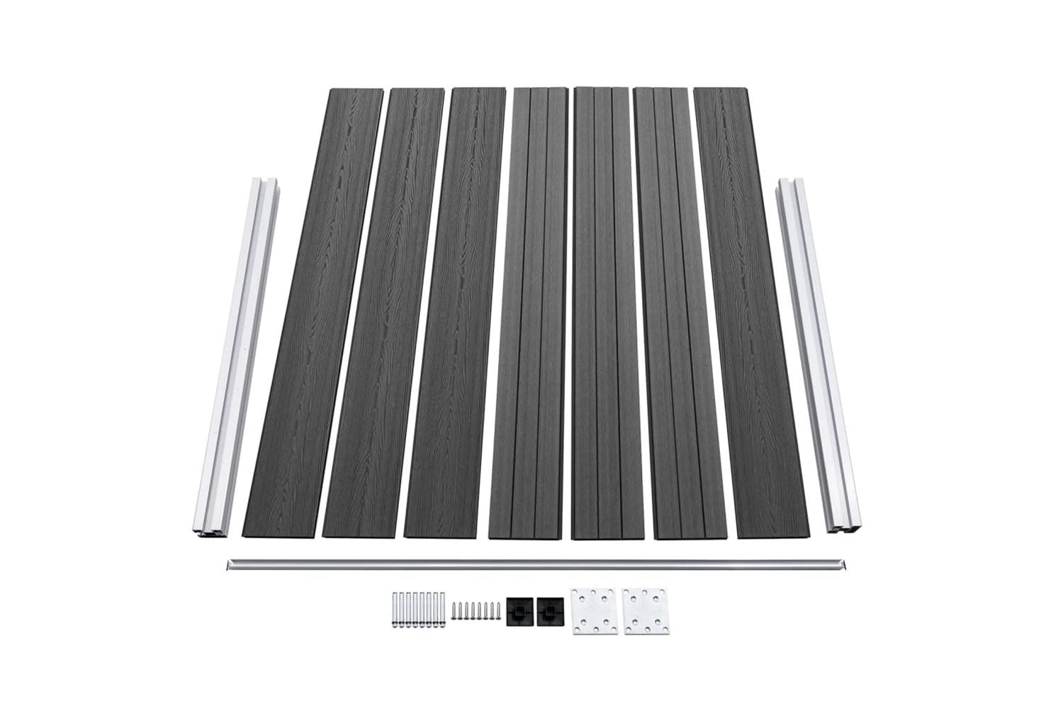 vidaXL 3070459 Fence Panel Set Wpc 353x146cm Black-6