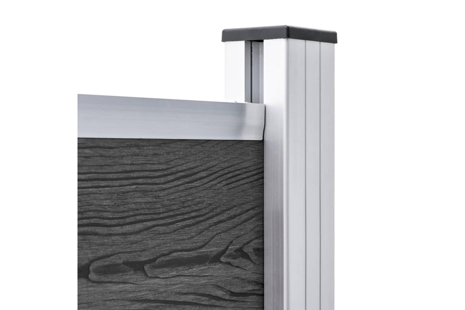 vidaXL 3070459 Fence Panel Set Wpc 353x146cm Black-7