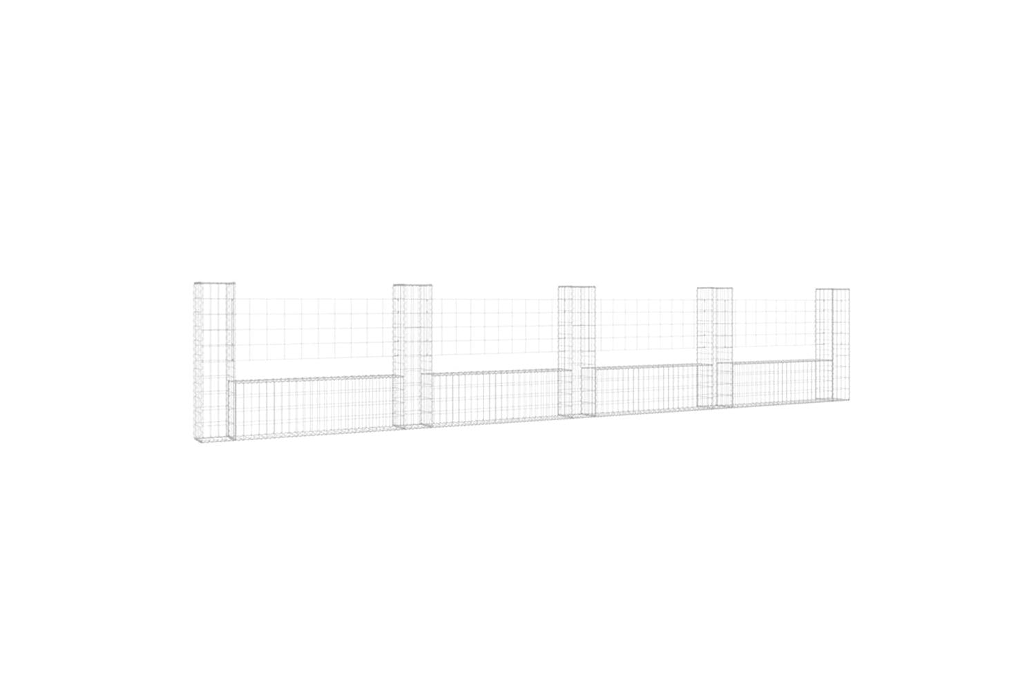 vidaXL 151278 U-shape Gabion Basket With 5 Posts Iron 500x20x100cm-2