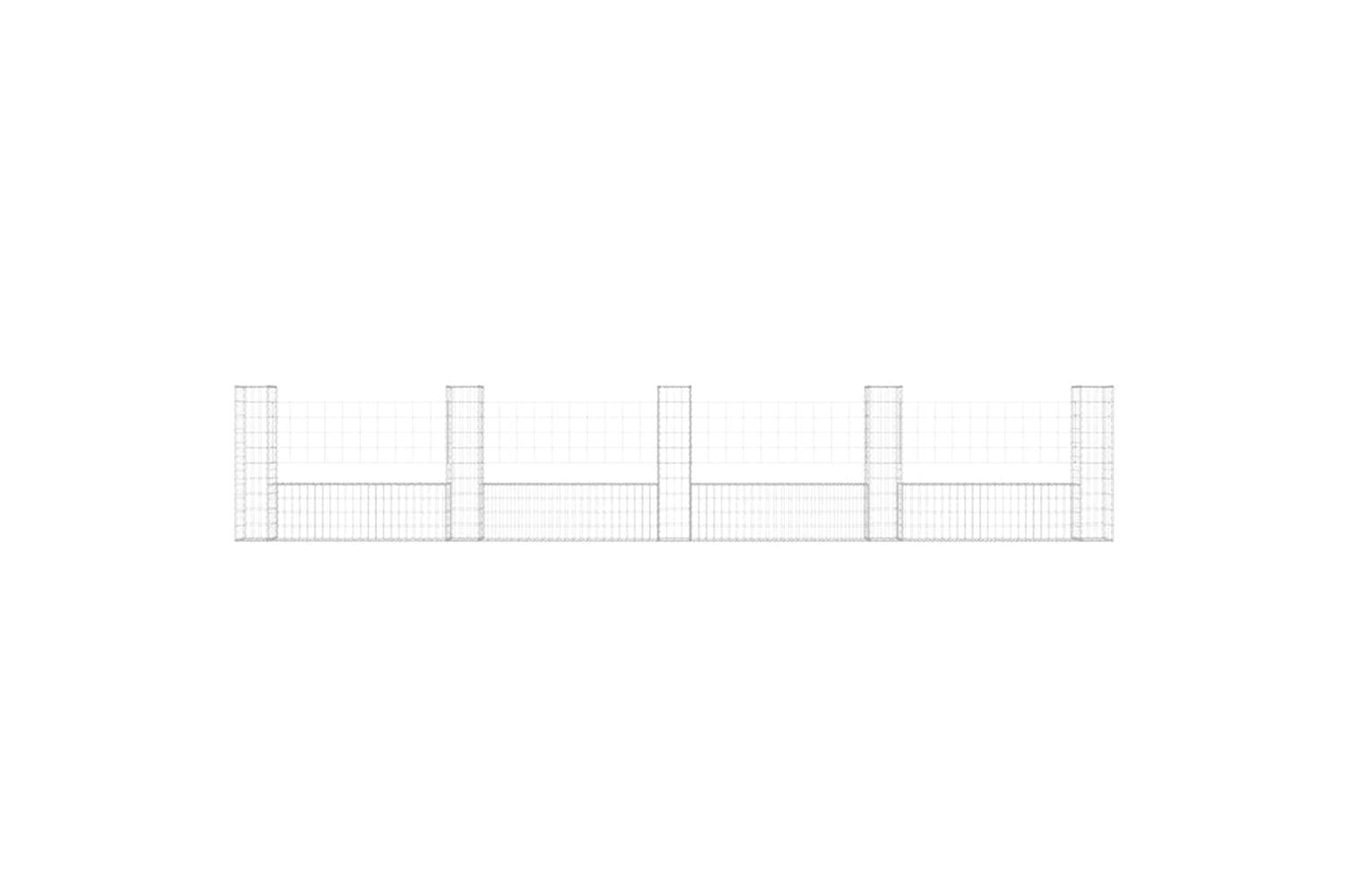 vidaXL 151278 U-shape Gabion Basket With 5 Posts Iron 500x20x100cm-3