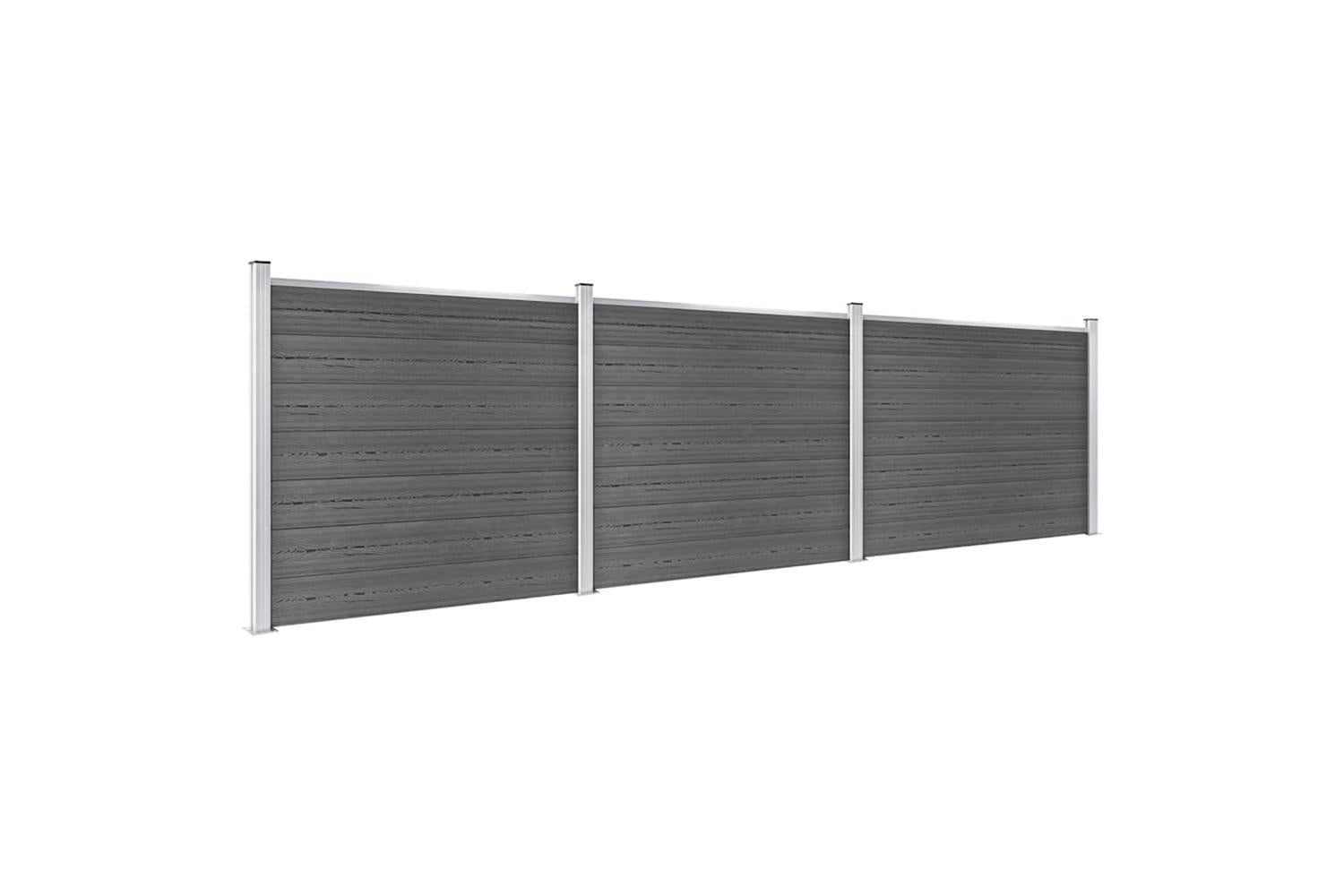 vidaXL 3070460 Fence Panel Set Wpc 526x146cm Black-2