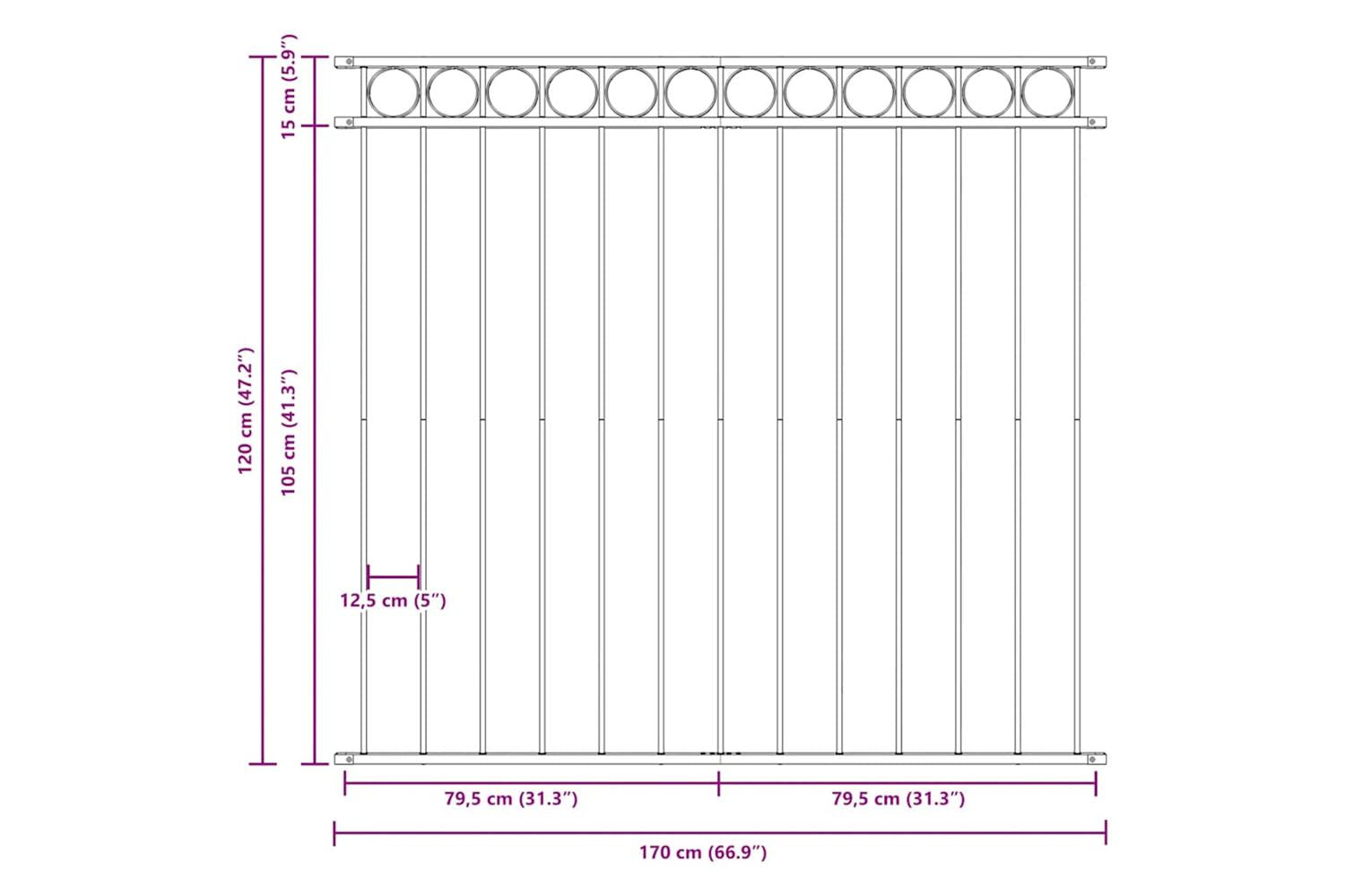 Vidaxl 146318 Fence Panel Steel 1.7x1.2 M Black-4