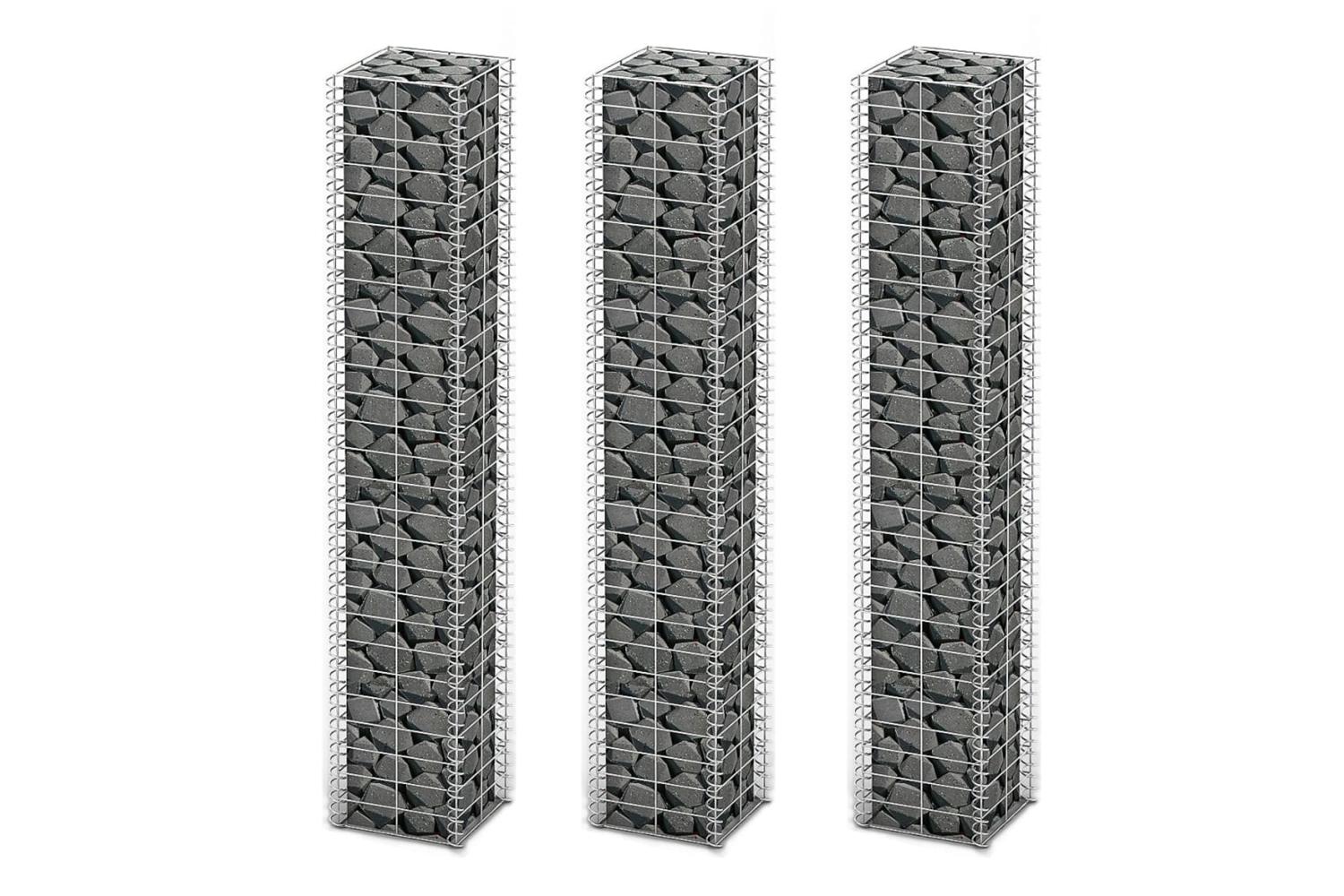 vidaXL 141046 Gabion Set 3 Pcs Galvanised Wire 25 X 25 X 150cm