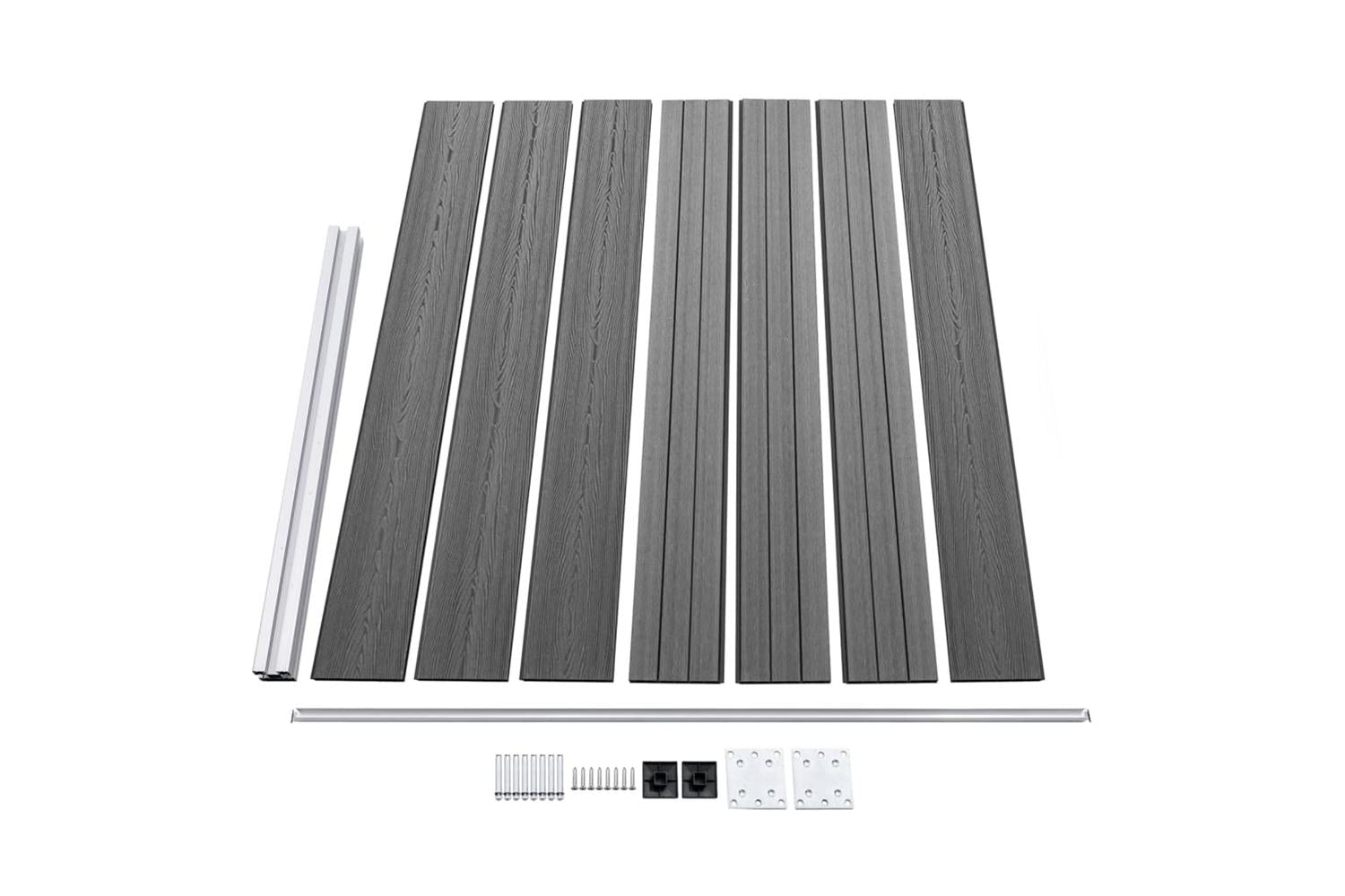 vidaXL 3070457 Fence Panel Set Wpc 699x146cm Grey-5