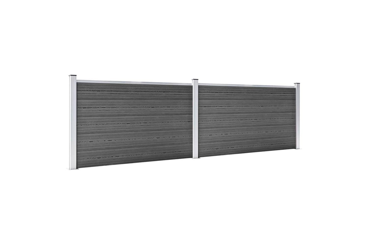 vidaXL 3070447 Fence Panel Set Wpc 353x105cm Black-2