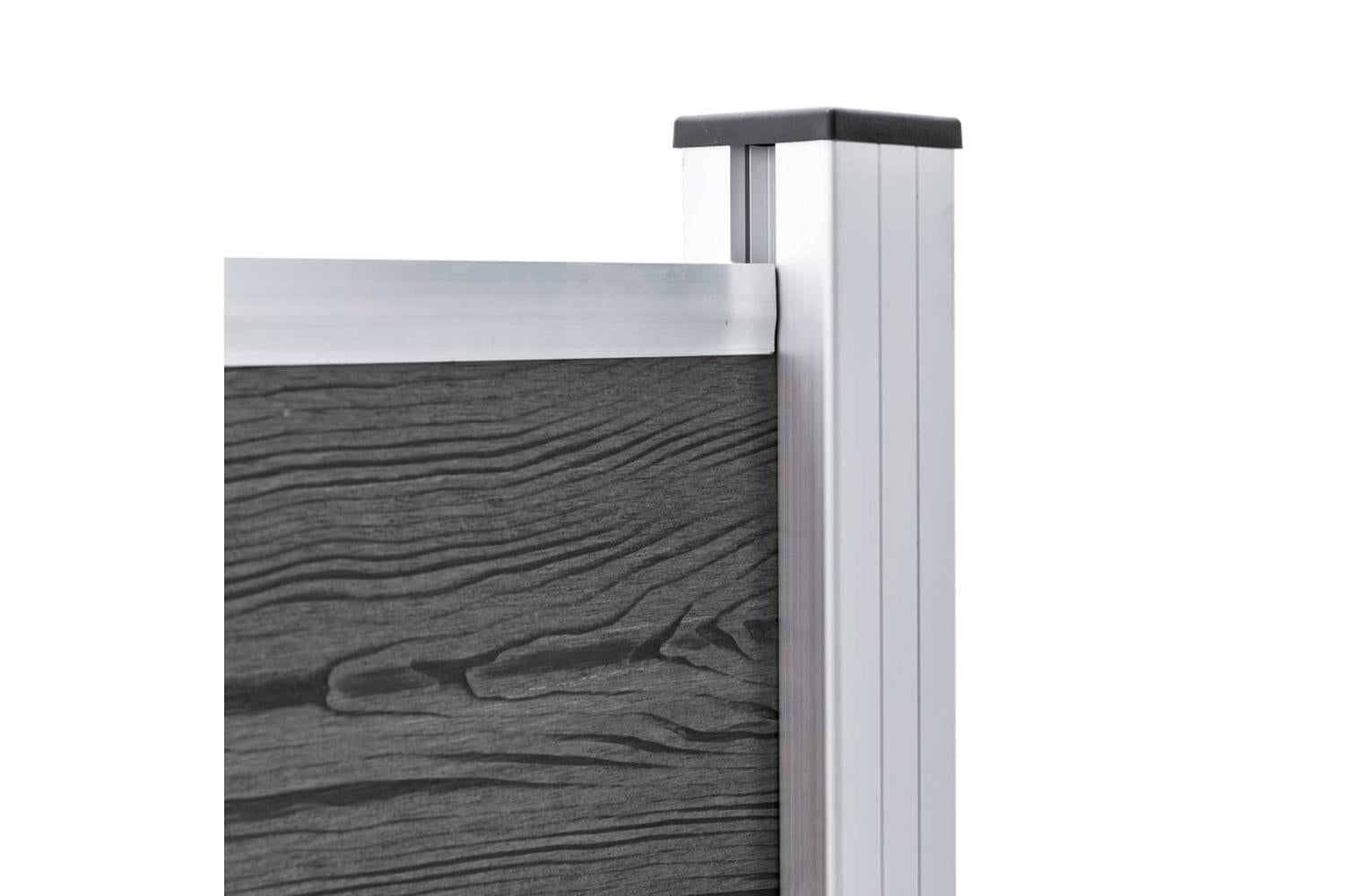 vidaXL 3070447 Fence Panel Set Wpc 353x105cm Black-7