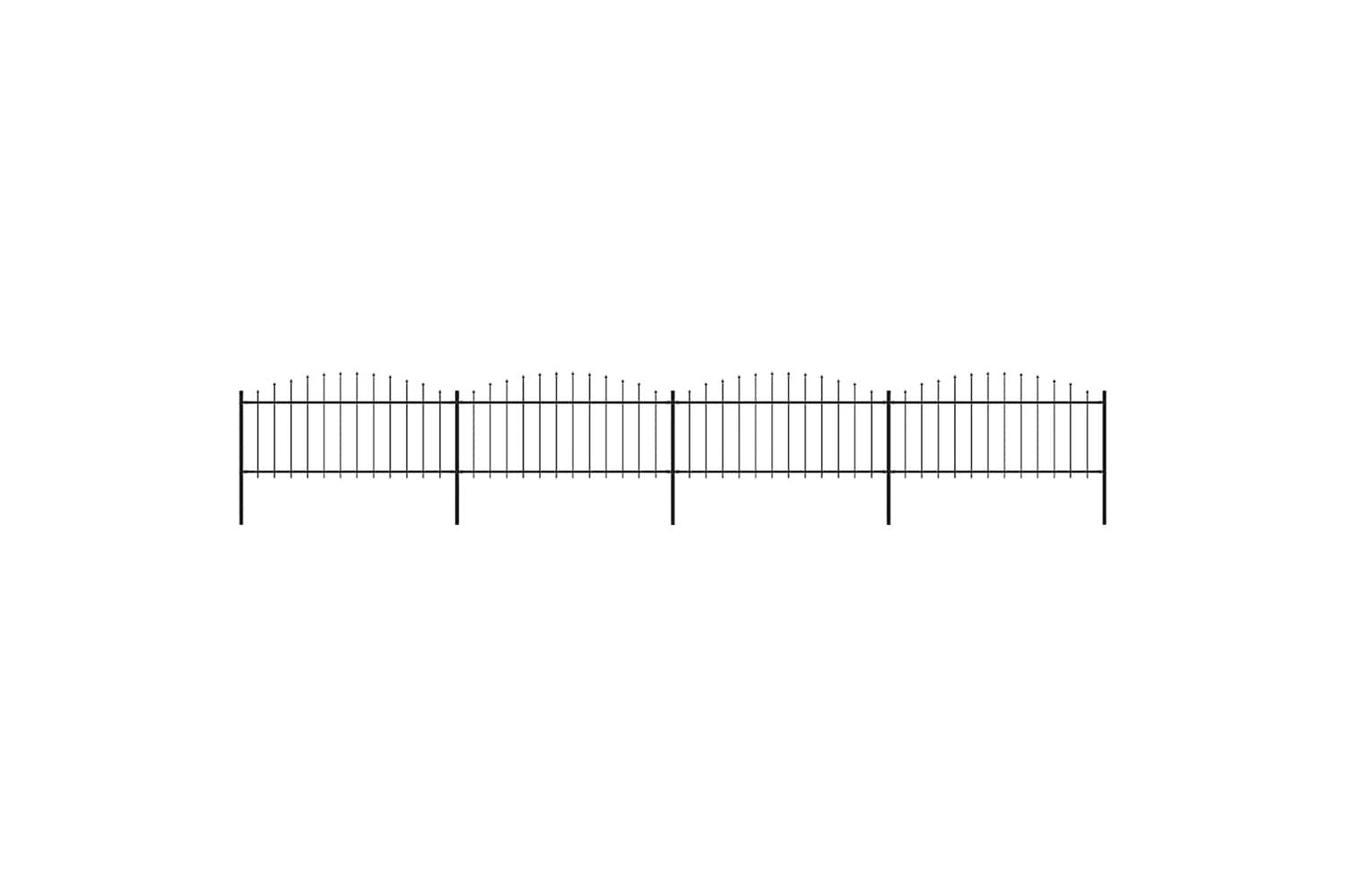 Vidaxl 277706 Garden Fence With Spear Top Steel (0.5-0.75)x6.8 M Black