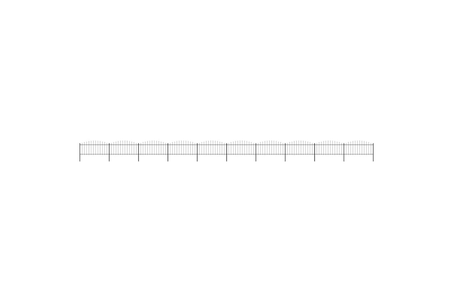 Vidaxl 277712 Garden Fence With Spear Top Steel (0.5-0.75)x17 M Black