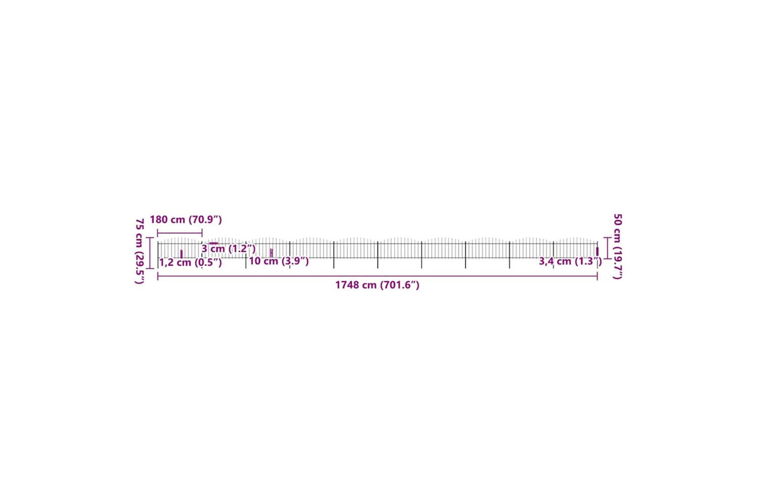 Vidaxl 277712 Garden Fence With Spear Top Steel (0.5-0.75)x17 M Black-5