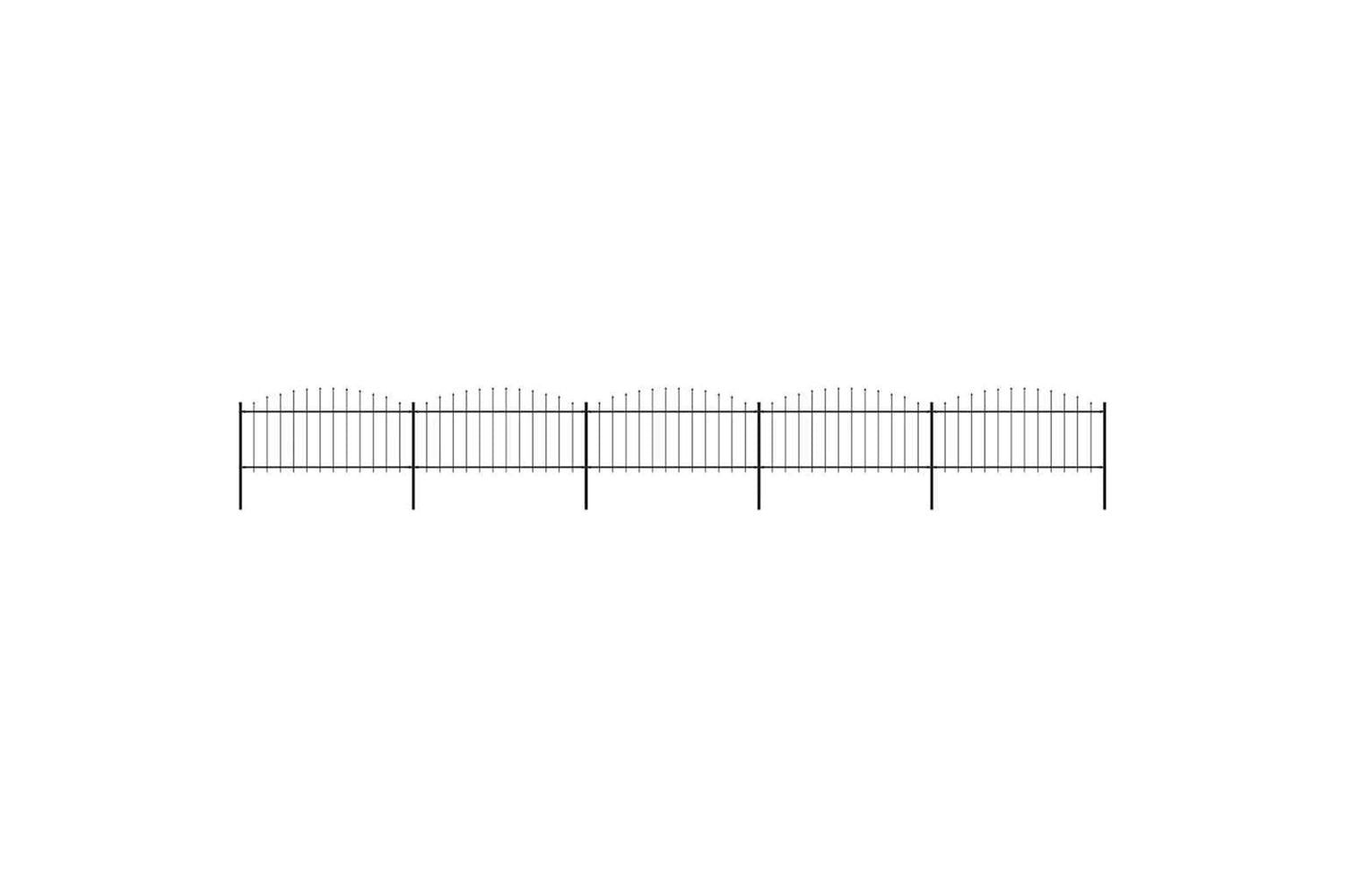 Vidaxl 277707 Garden Fence With Spear Top Steel (0.5-0.75)x8.5 M Black