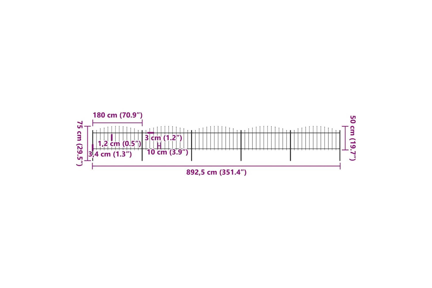 Vidaxl 277707 Garden Fence With Spear Top Steel (0.5-0.75)x8.5 M Black-5