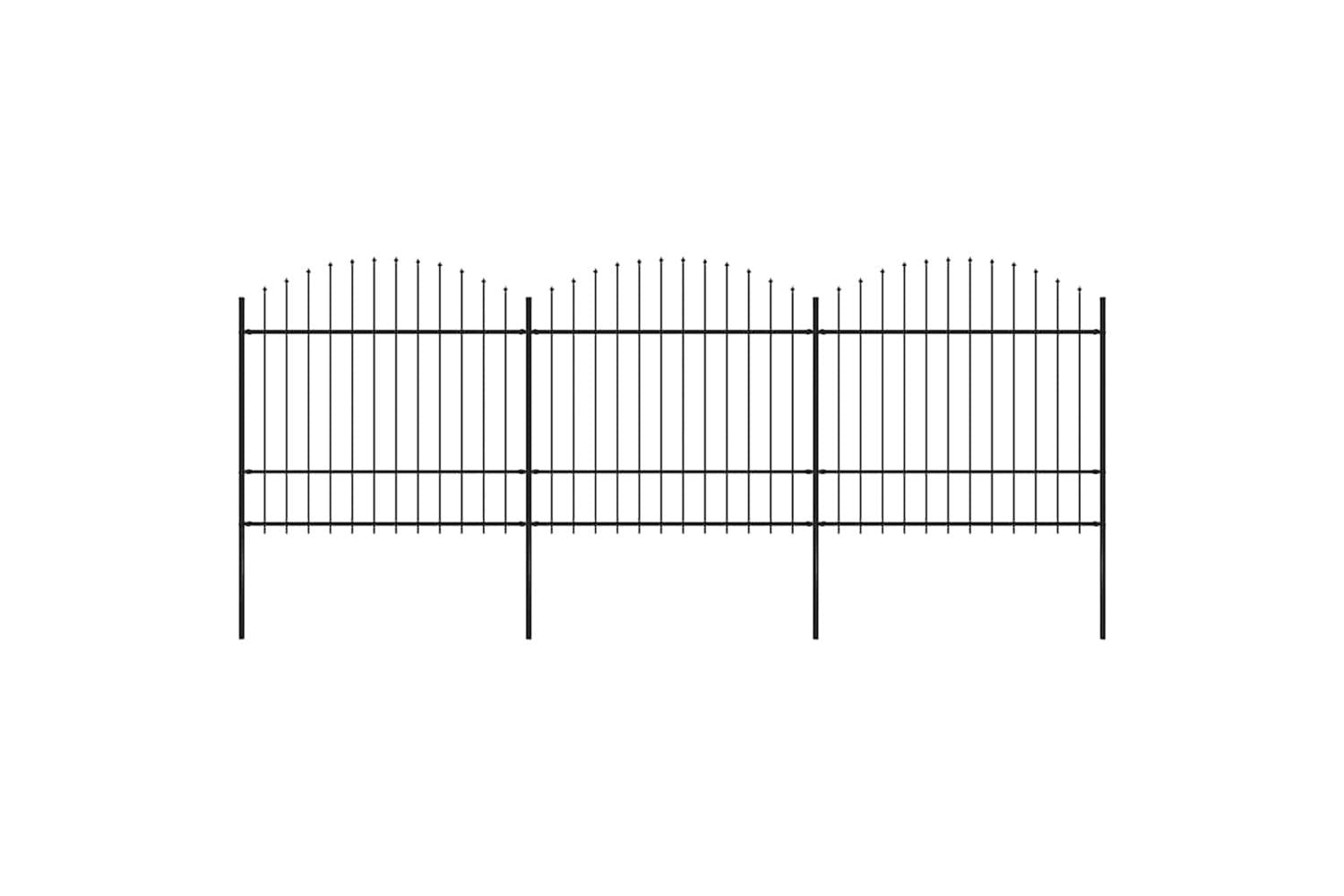 Vidaxl 277741 Garden Fence With Spear Top Steel (1.5-1.75)x5.1 M Black