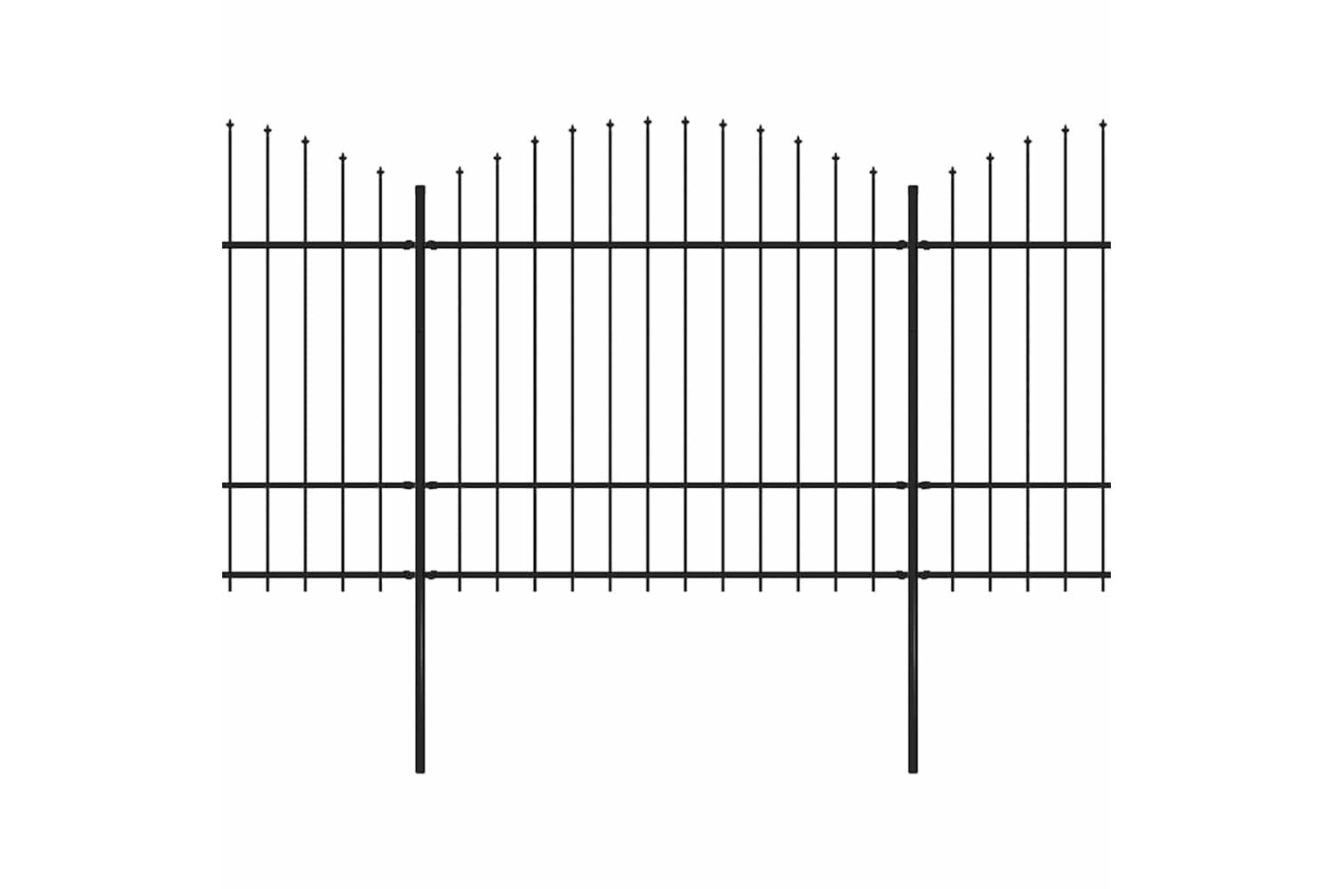 Vidaxl 277741 Garden Fence With Spear Top Steel (1.5-1.75)x5.1 M Black-2