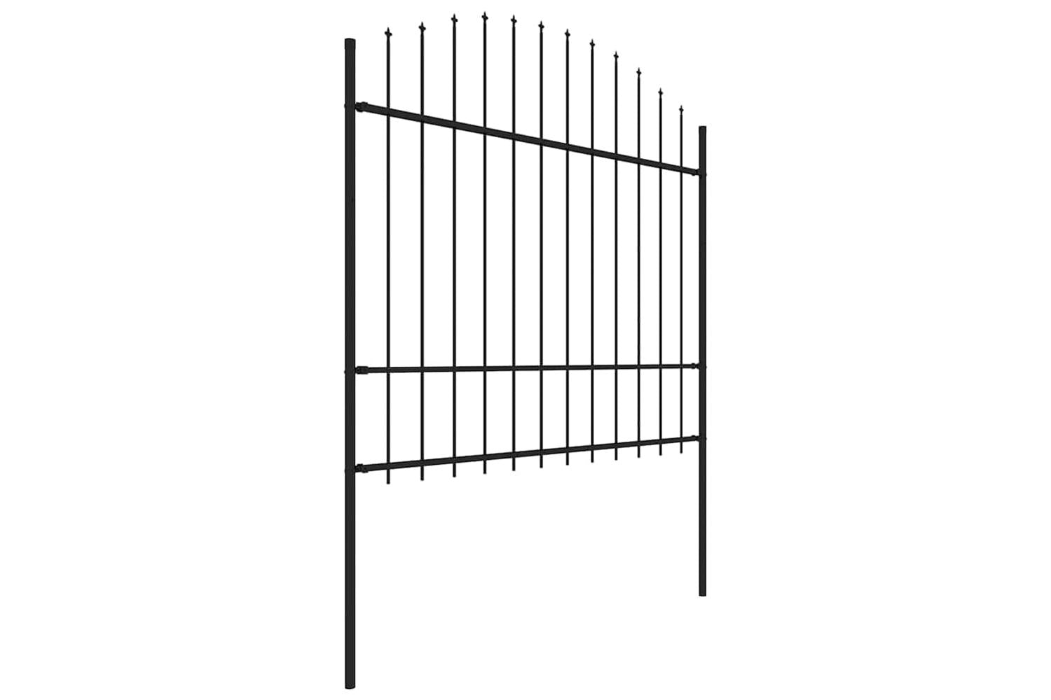 Vidaxl 277741 Garden Fence With Spear Top Steel (1.5-1.75)x5.1 M Black-3