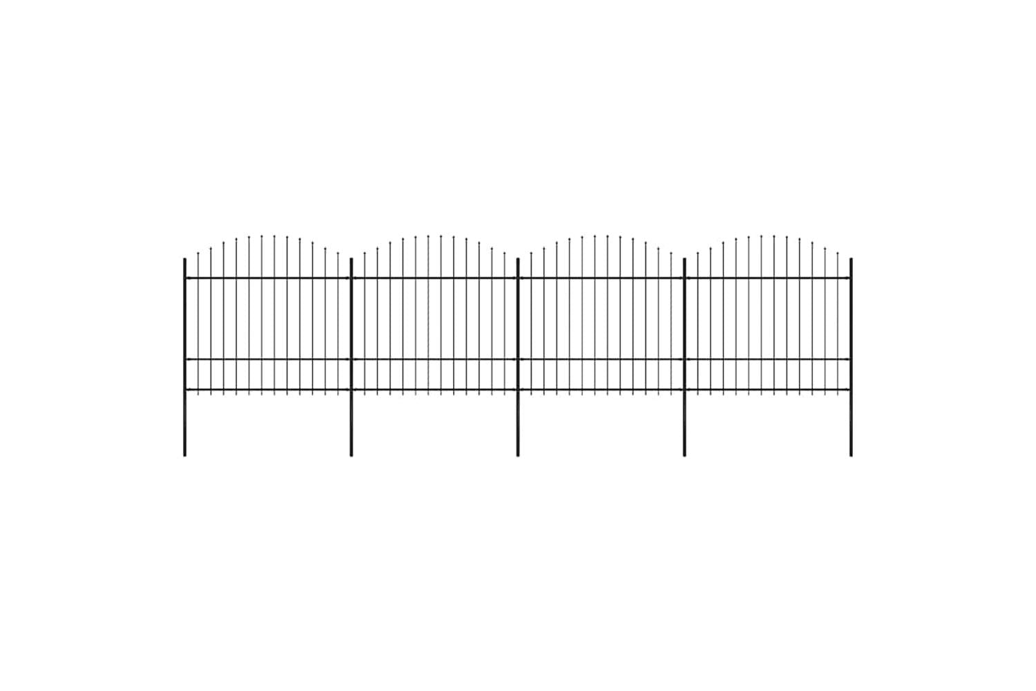 Vidaxl 277742 Garden Fence With Spear Top Steel (1.5-1.75)x6.8 M Black