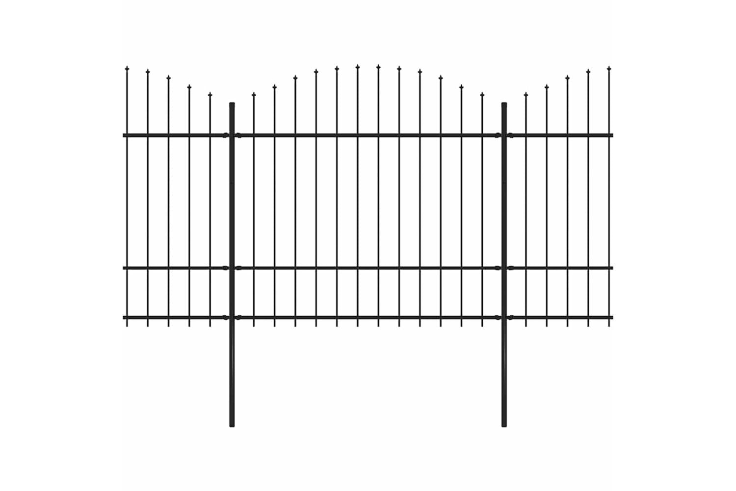 Vidaxl 277742 Garden Fence With Spear Top Steel (1.5-1.75)x6.8 M Black-2