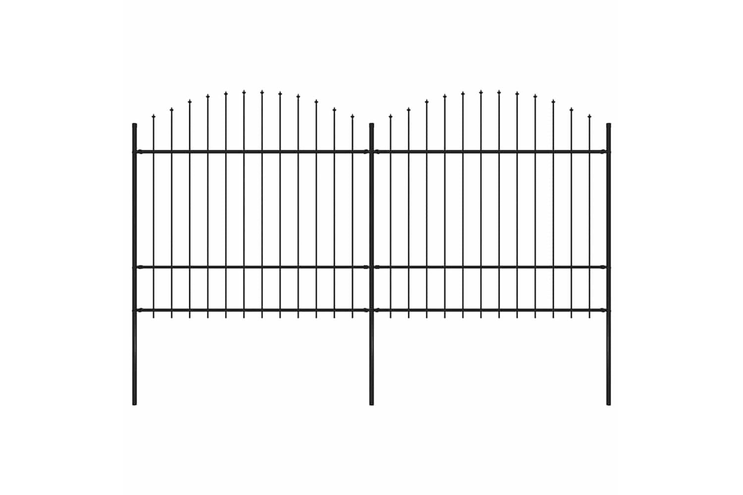 Vidaxl 277740 Garden Fence With Spear Top Steel (1.5-1.75)x3.4 M Black