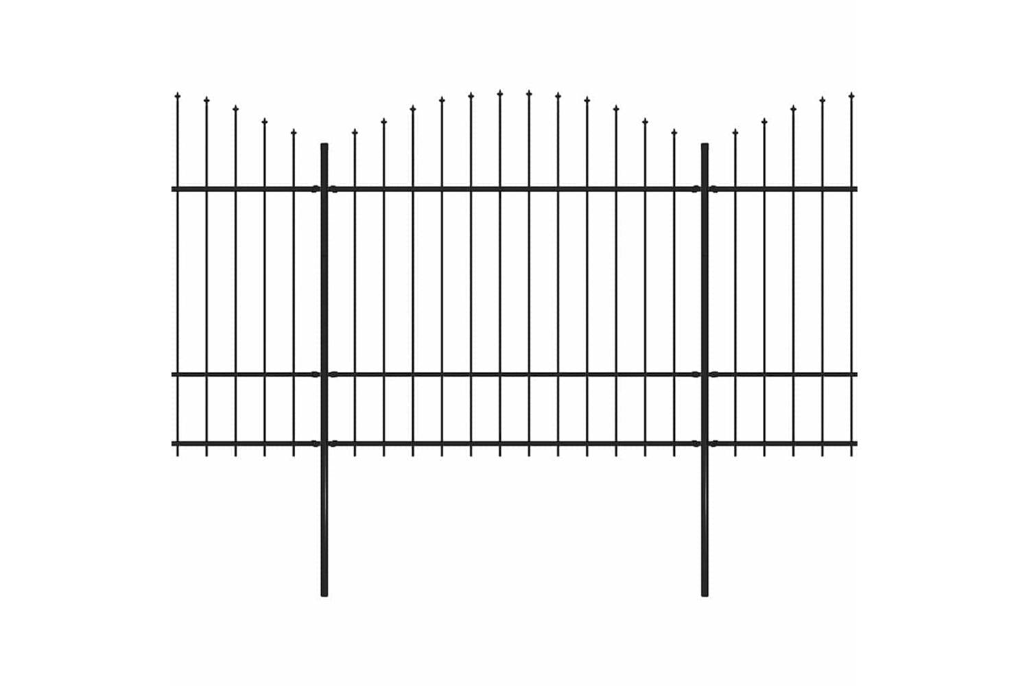 Vidaxl 277740 Garden Fence With Spear Top Steel (1.5-1.75)x3.4 M Black-2