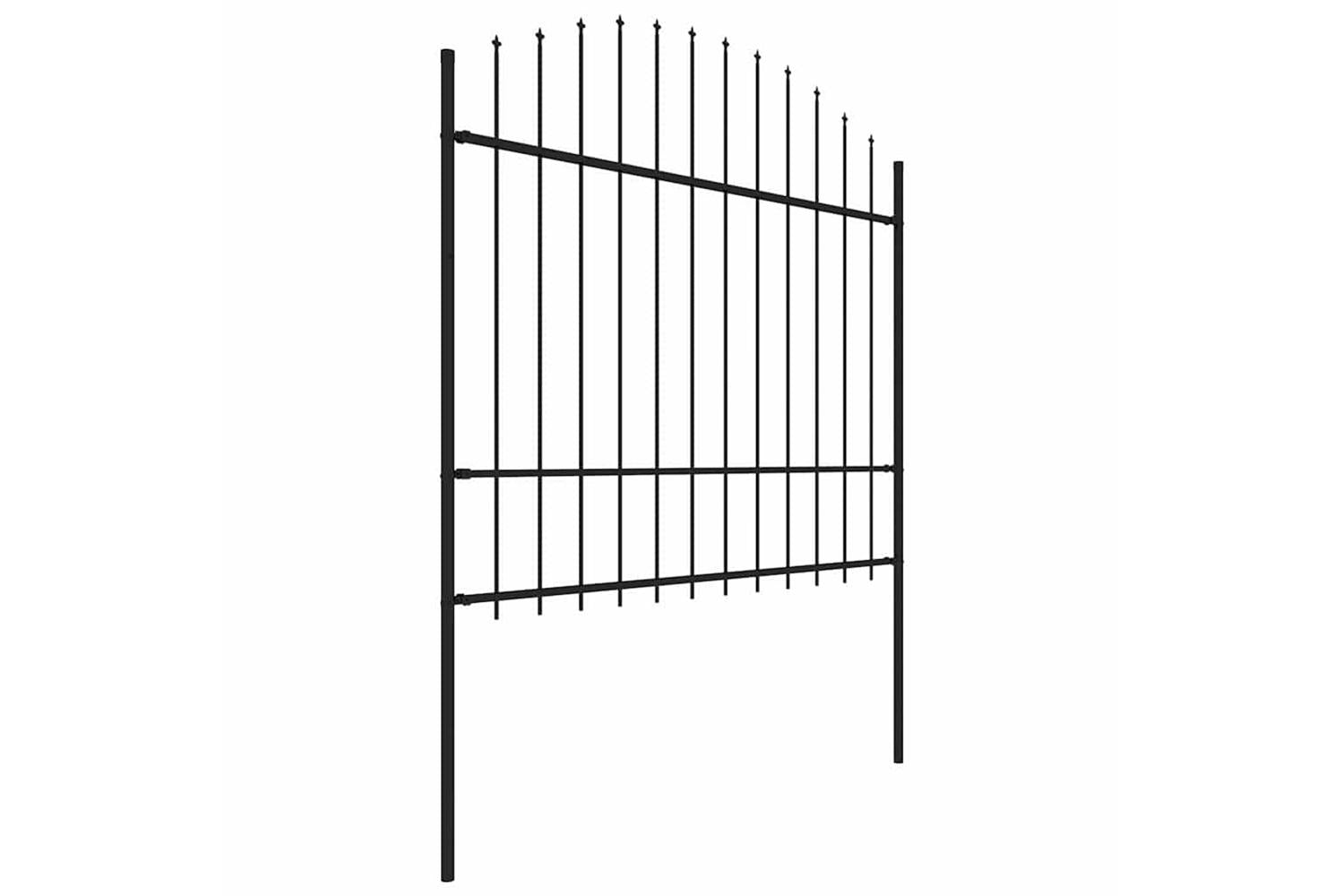 Vidaxl 277740 Garden Fence With Spear Top Steel (1.5-1.75)x3.4 M Black-3